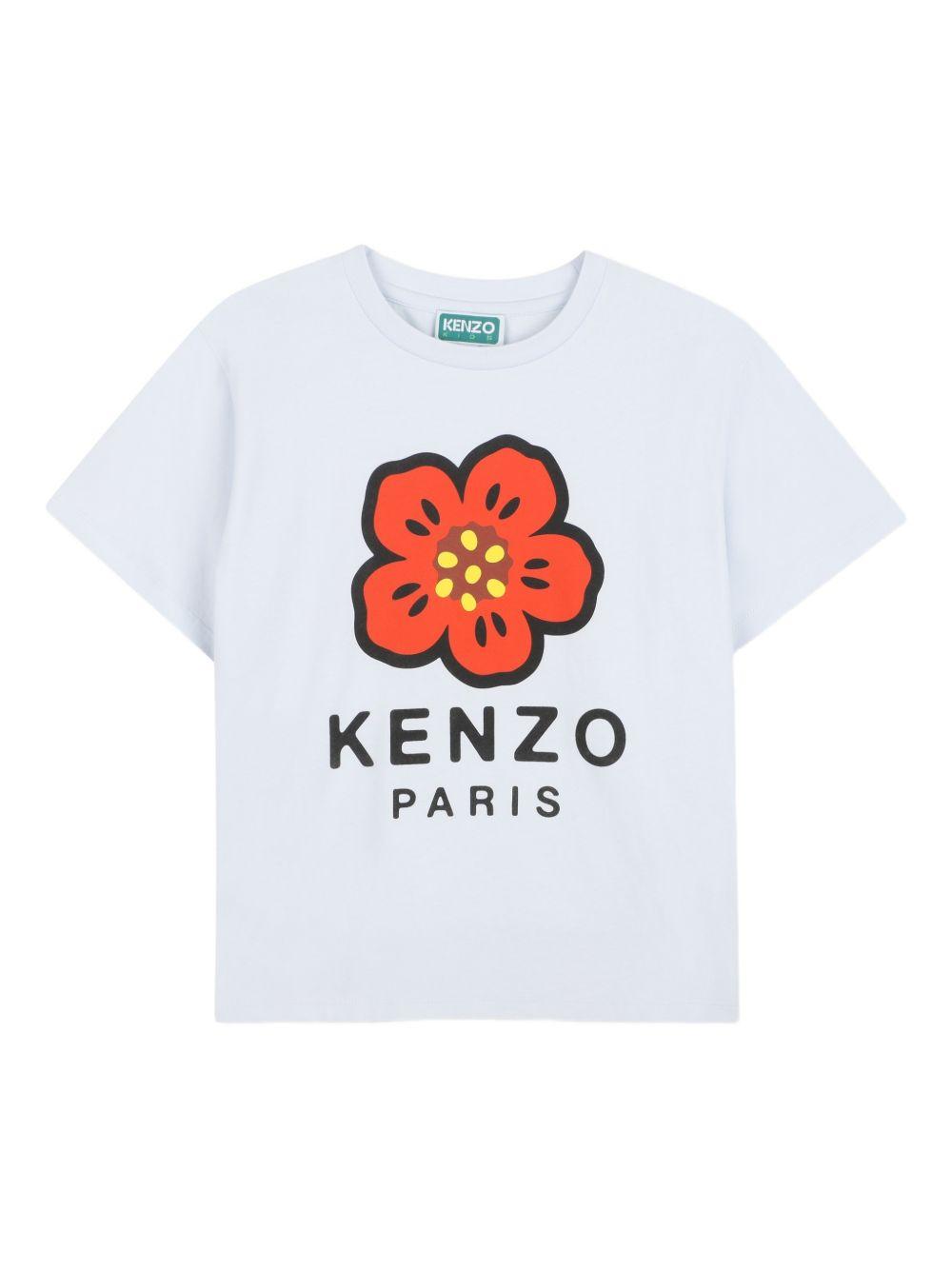 T-shirt per bambini Kenzo Kids azzurro con dettaglio floreale K61698 77M KENZO KIDS