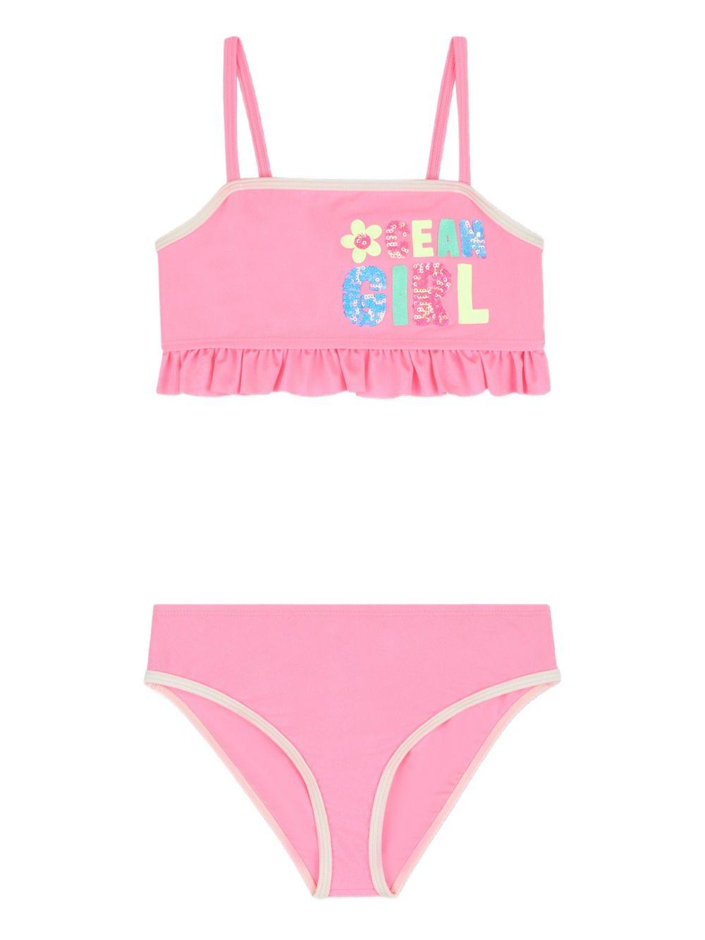 Bikini per bambina Billieblush rosa con stampa grafica U22157 499 BILLIEBLUSH