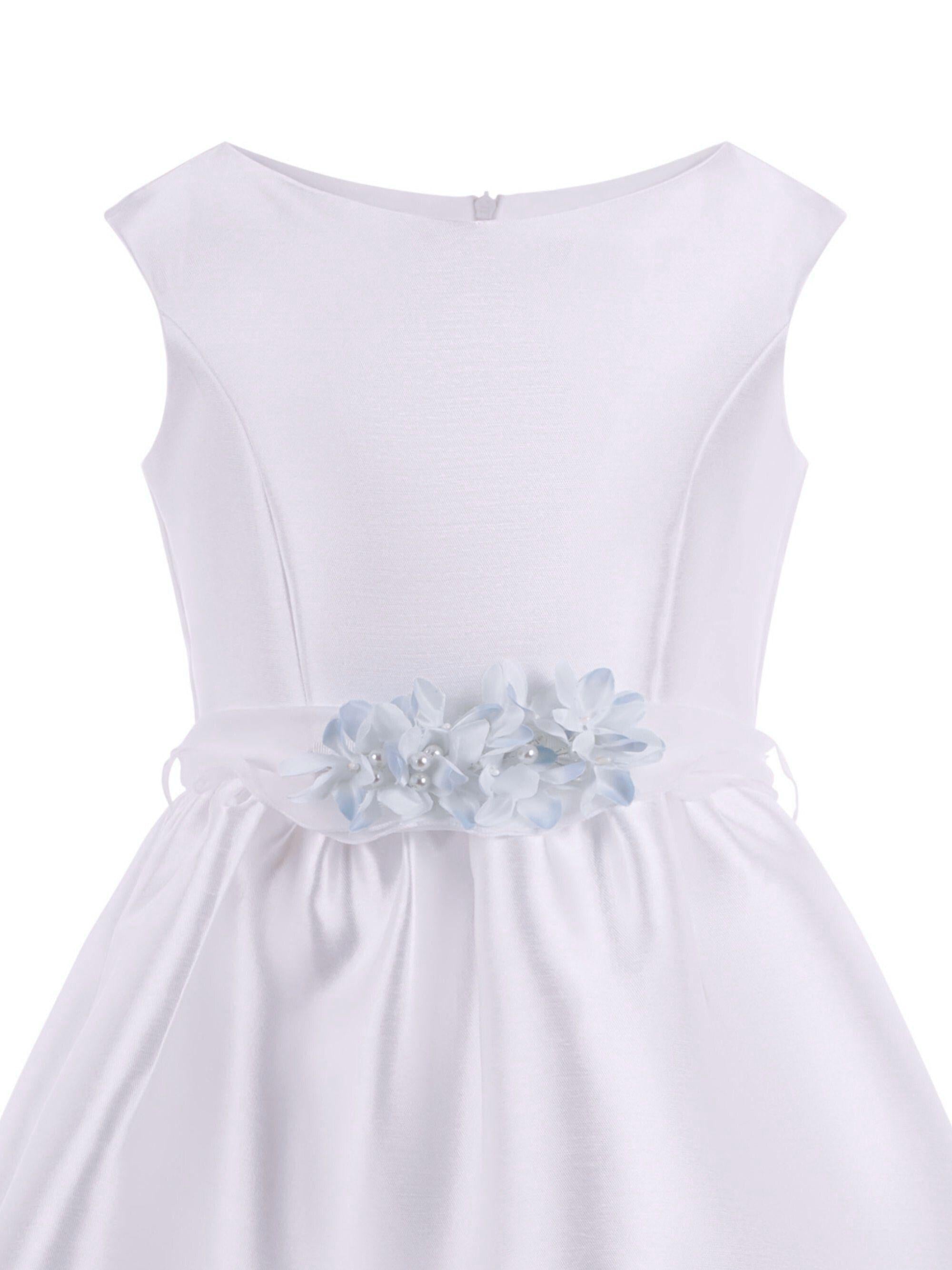 Abito per bambina Monnalisa bianco con applicazione a fiori 71G912 7304 0158 MONNALISA