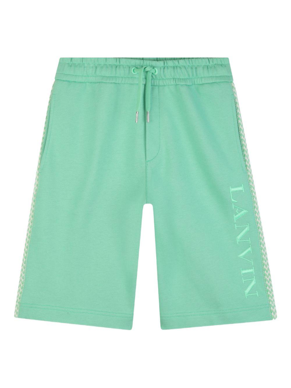 Shorts per bambino Lanvin Enfant verde con coulisse e logo N30378 68N LANVIN