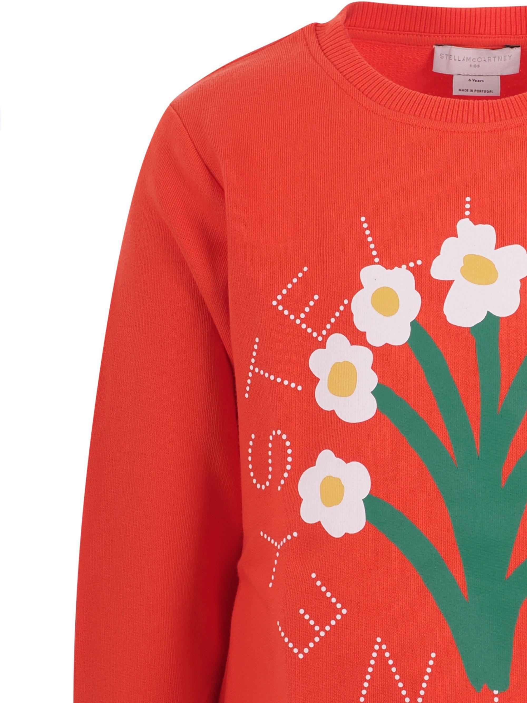 Felpa per bambina Stella McCartney Kids rossa con stampa fiori sul davanti TY4B00 Z0499 426 STELLA McCARTNEY KIDS
