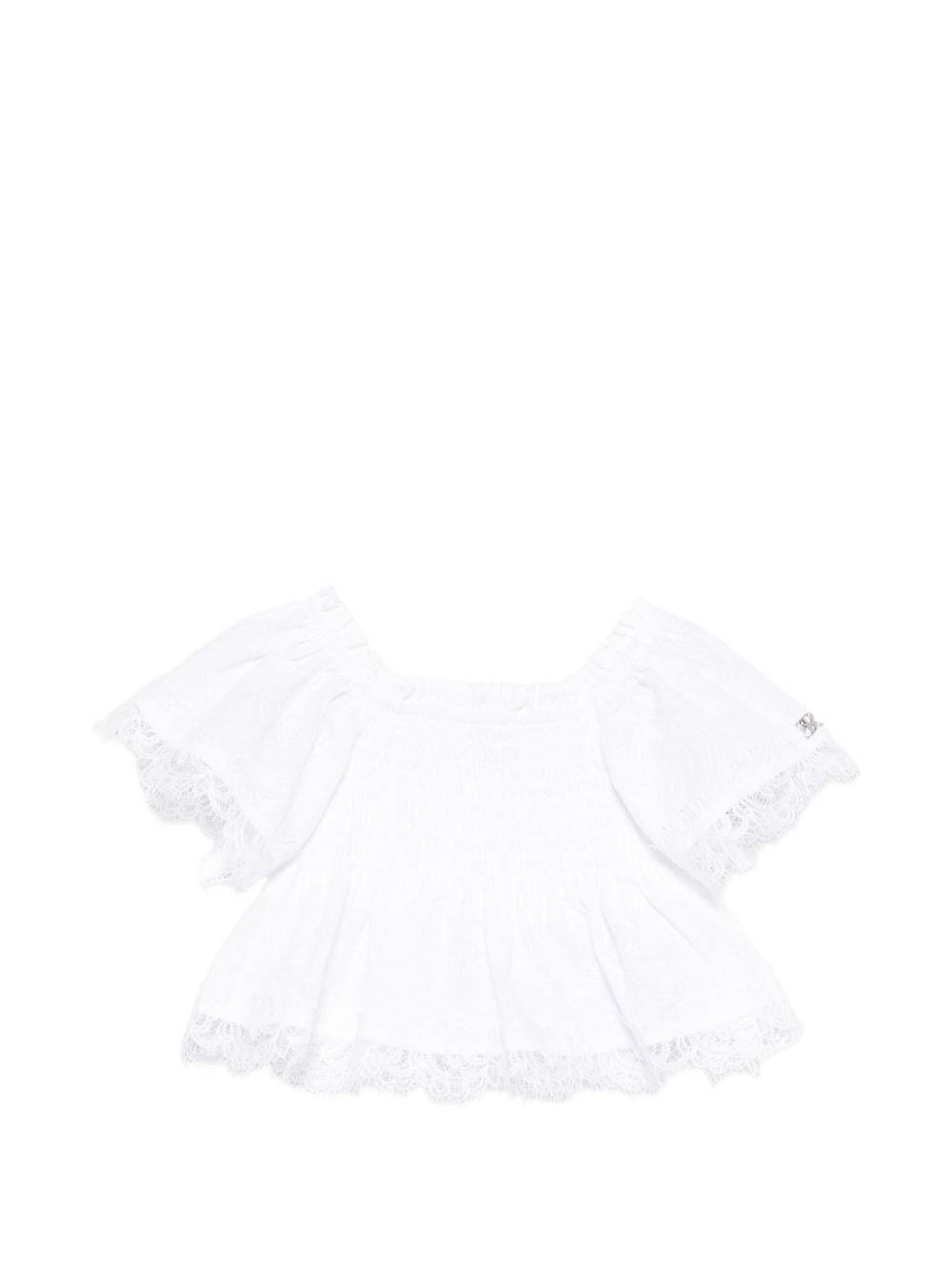 Camicia per bambina Ermanno Scervino Junior bianca con dettagli in pizzo Z1G301 7942 0099 ERMANNO SCERVINO JUNIOR