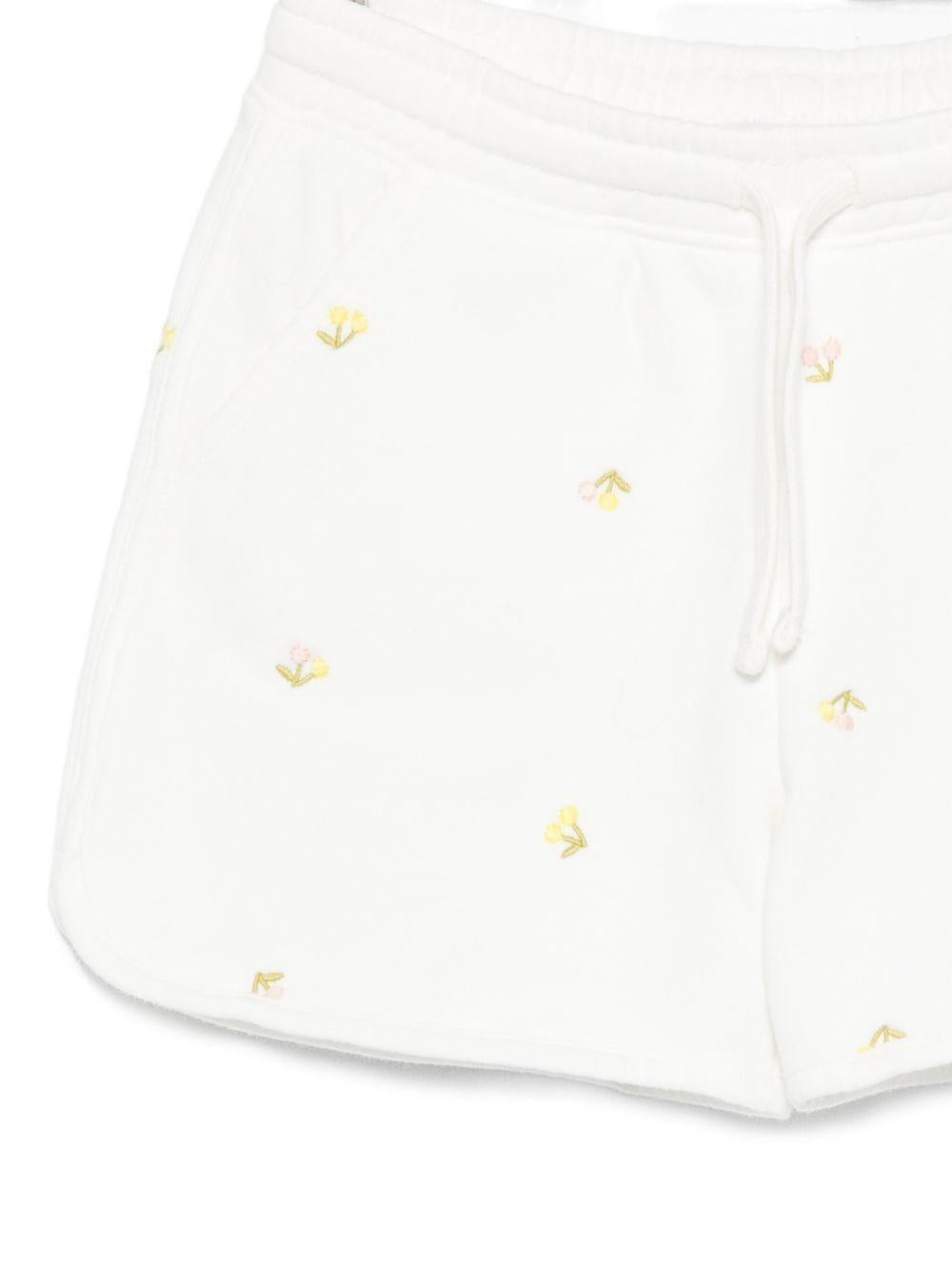 Shorts per bambina Bonpoint bianco con motivo ricamato S06GBEK00001 603 BONPOINT