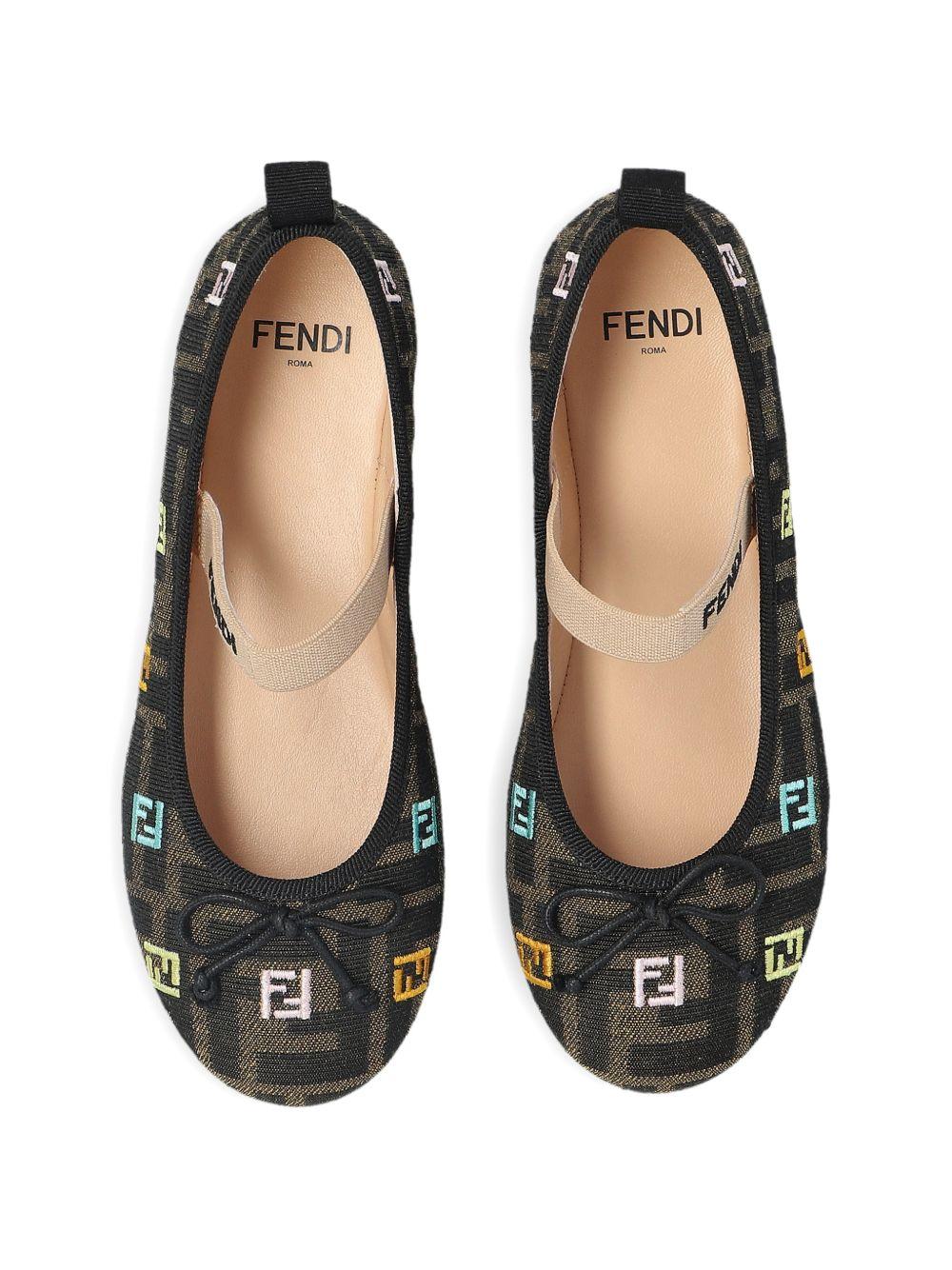 Ballerine per bambina Fendi Kids marrone con motivo FF JFR566 AWK2 F1HFI FENDI KIDS
