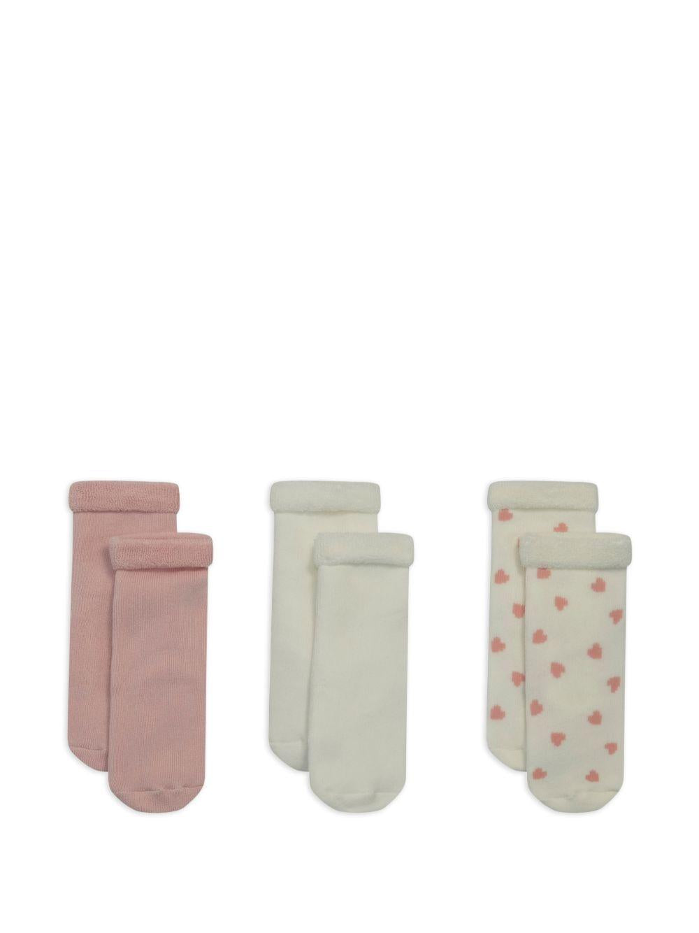 Calzini per neonata Petit Bateau rosa con orli a coste (3 pezzi) A0DVC 00 PETIT BATEAU