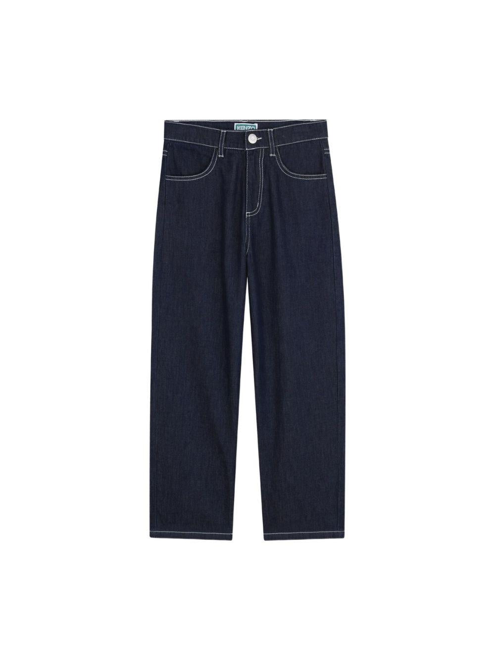 Pantaloni per bambino Kenzo Kids blu con cuciture a contrasto K61634 Z35 KENZO KIDS