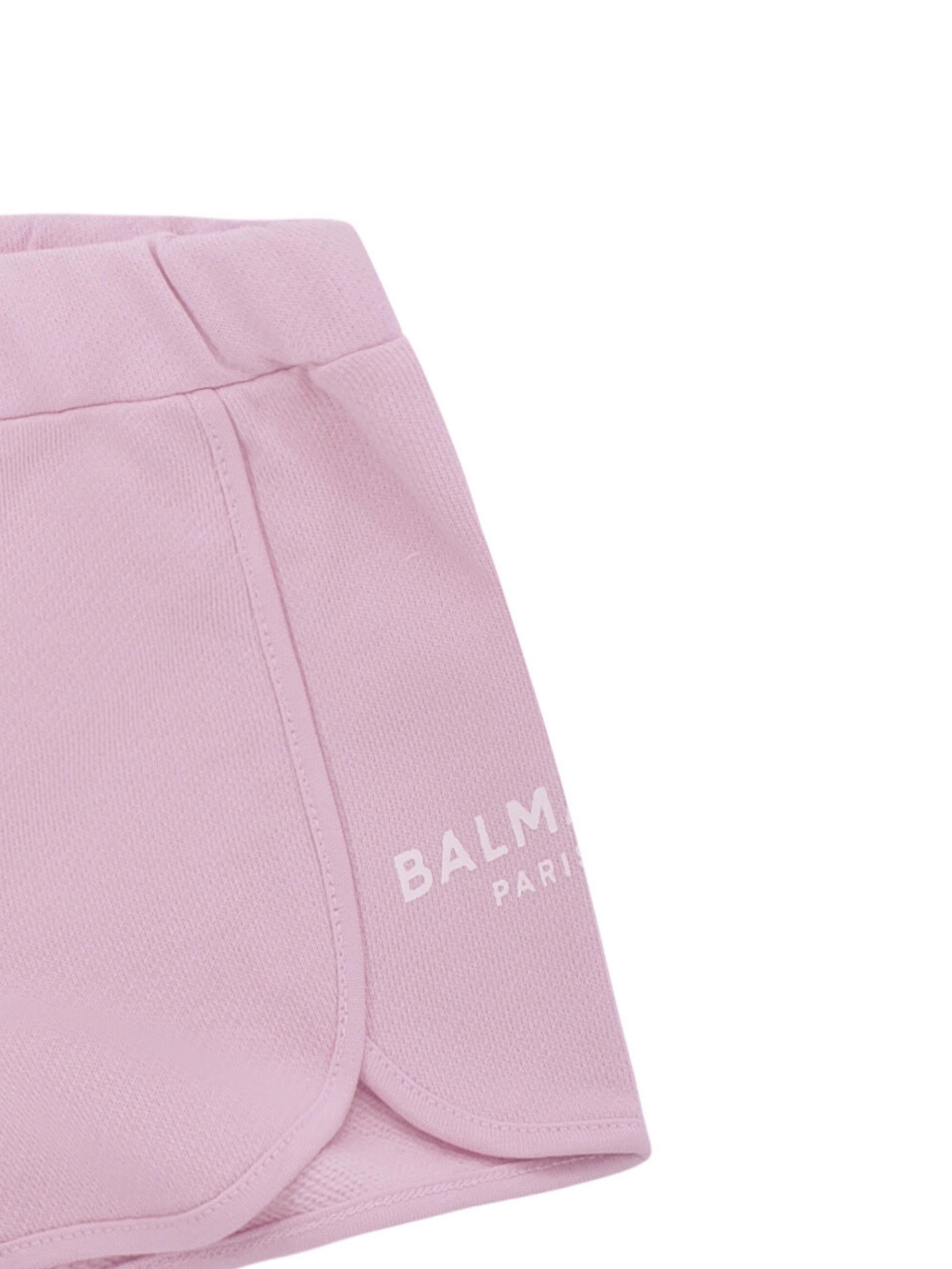 Shorts per neonata Balmain Kids rosa con logo sul davanti BY6019 Z3183 51EBC BALMAIN KIDS