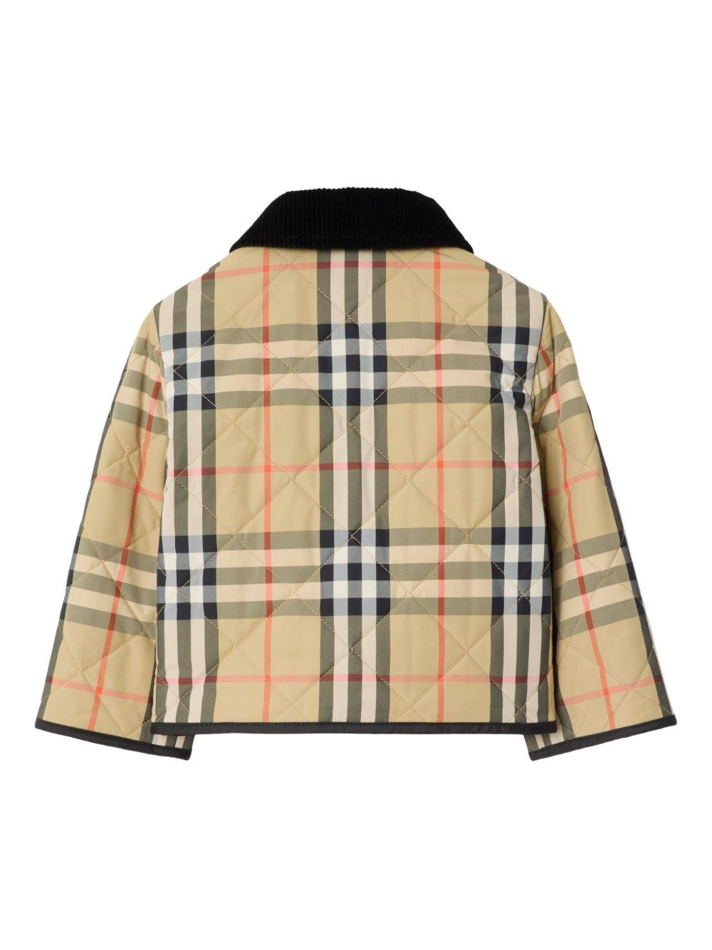Giacca trapuntata per neonato Burberry Kids beige a quadri con tasche laterali 8111331 B9368 BURBERRY KIDS