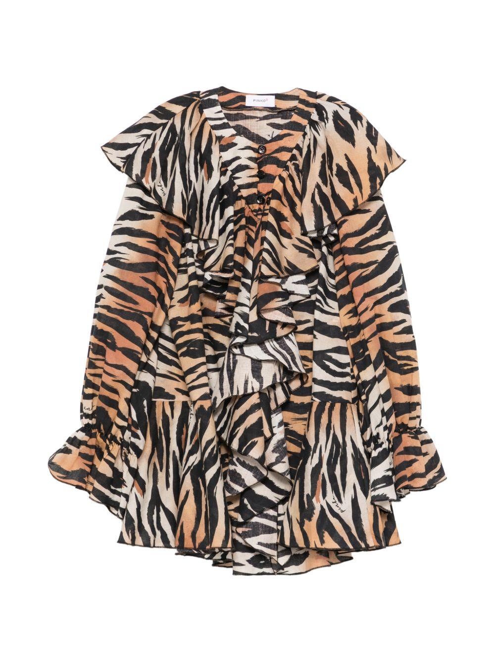 Abito per bambina Pinko Kids animalier con ruches KFAB0670CAK07 D463 PINKO KIDS
