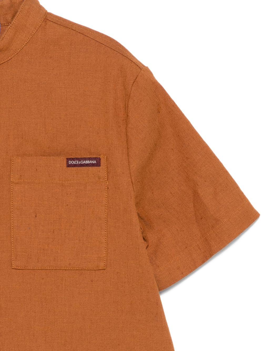 Camicia per bambino Dolce & Gabbana Kids marrone con colletto alla coreana L44S75 LT372 A0405 DOLCE & GABBANA KIDS