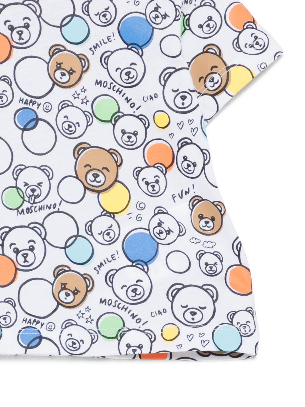 T-shirt per neonati Moschino Kids multicolore con stampa orsetti all-over MUM04RLAB5A 83680 MOSCHINO KIDS