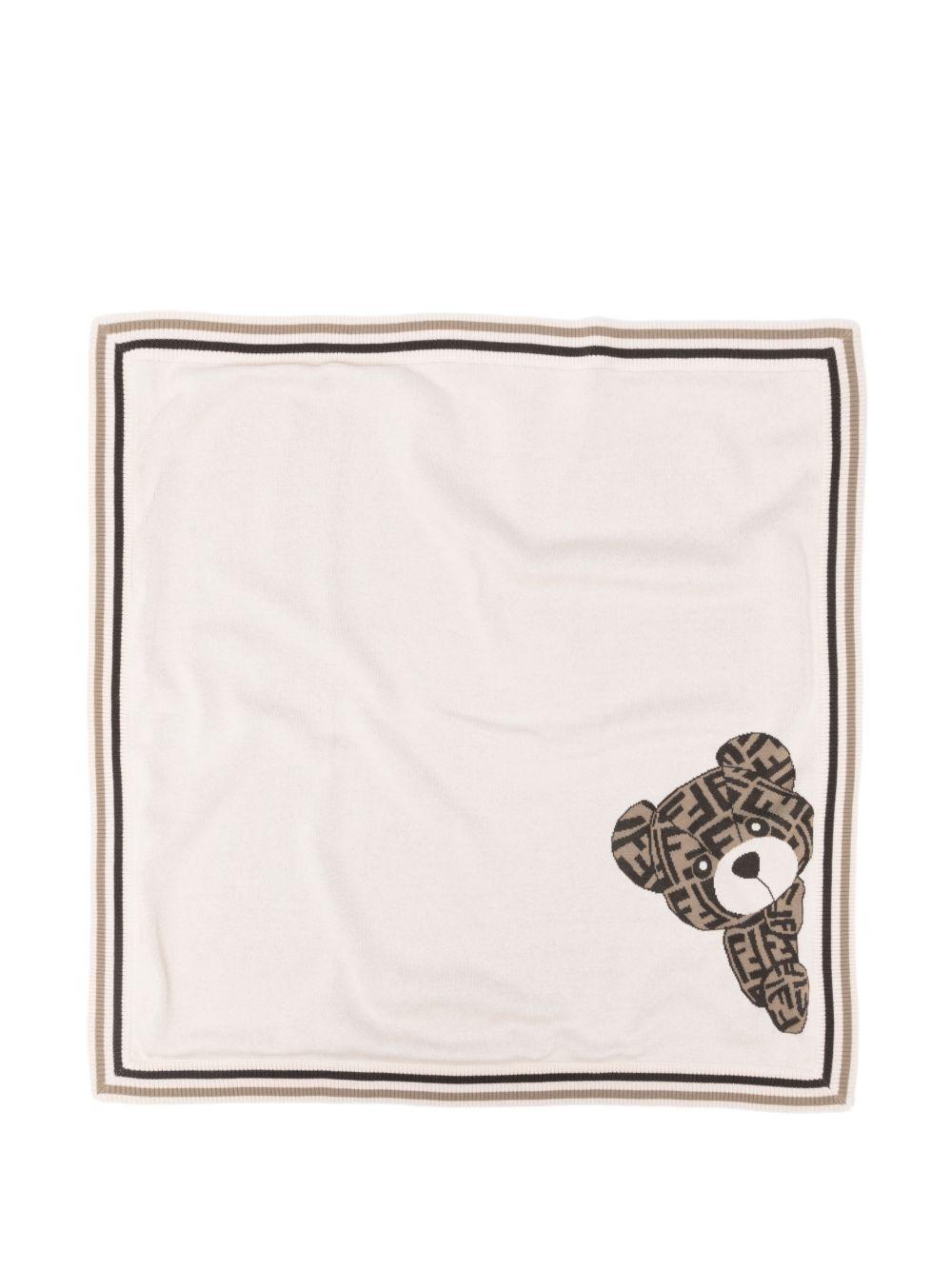 Coperta per neonati Fendi Kids beige con ricamo orsetto BUJ323 AVVZ F1P2N FENDI KIDS