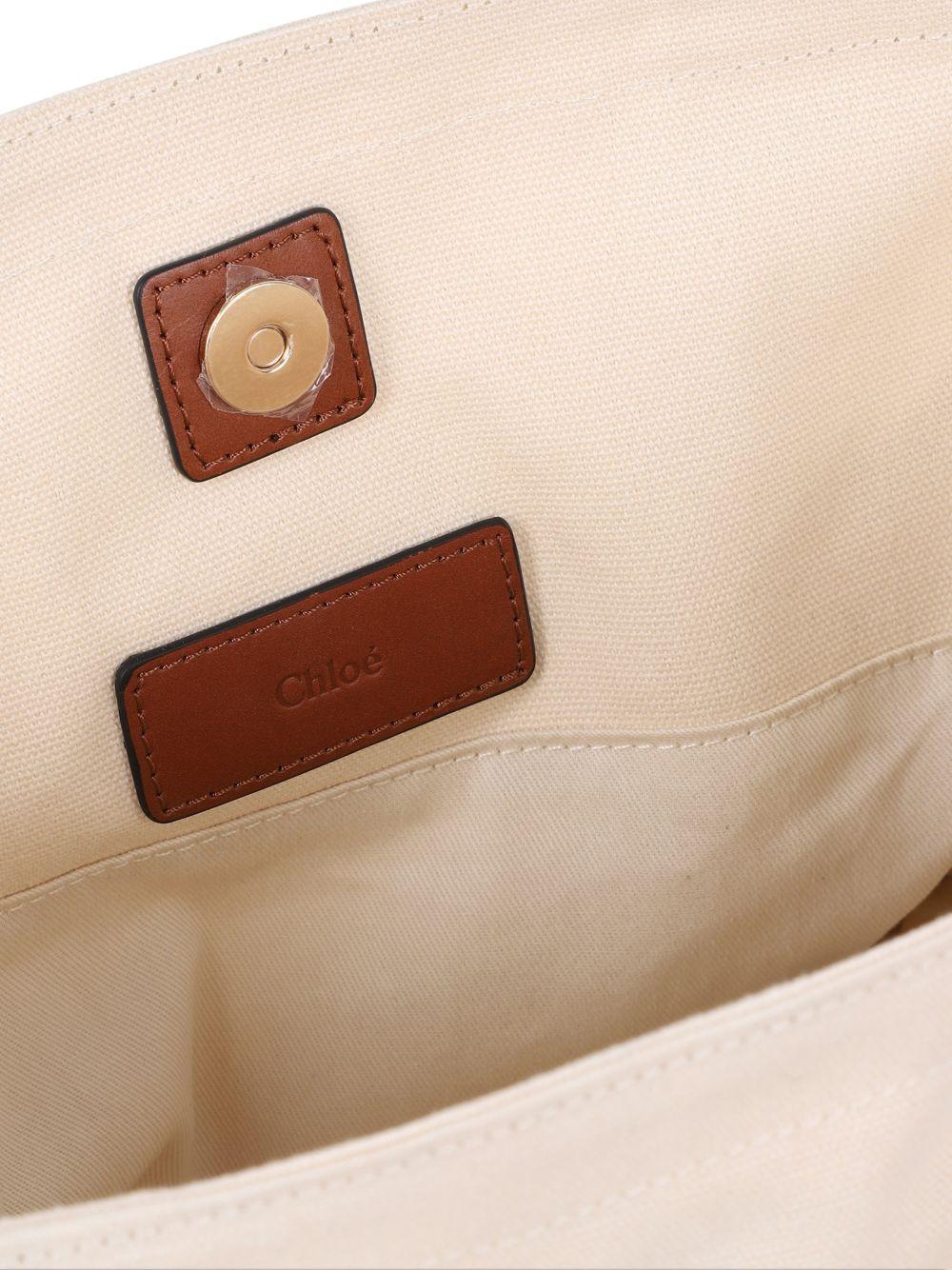 Borsa tote per bambina Chloé Kids beige con logo ricamato sul davanti C20872 148 CHLOE' KIDS