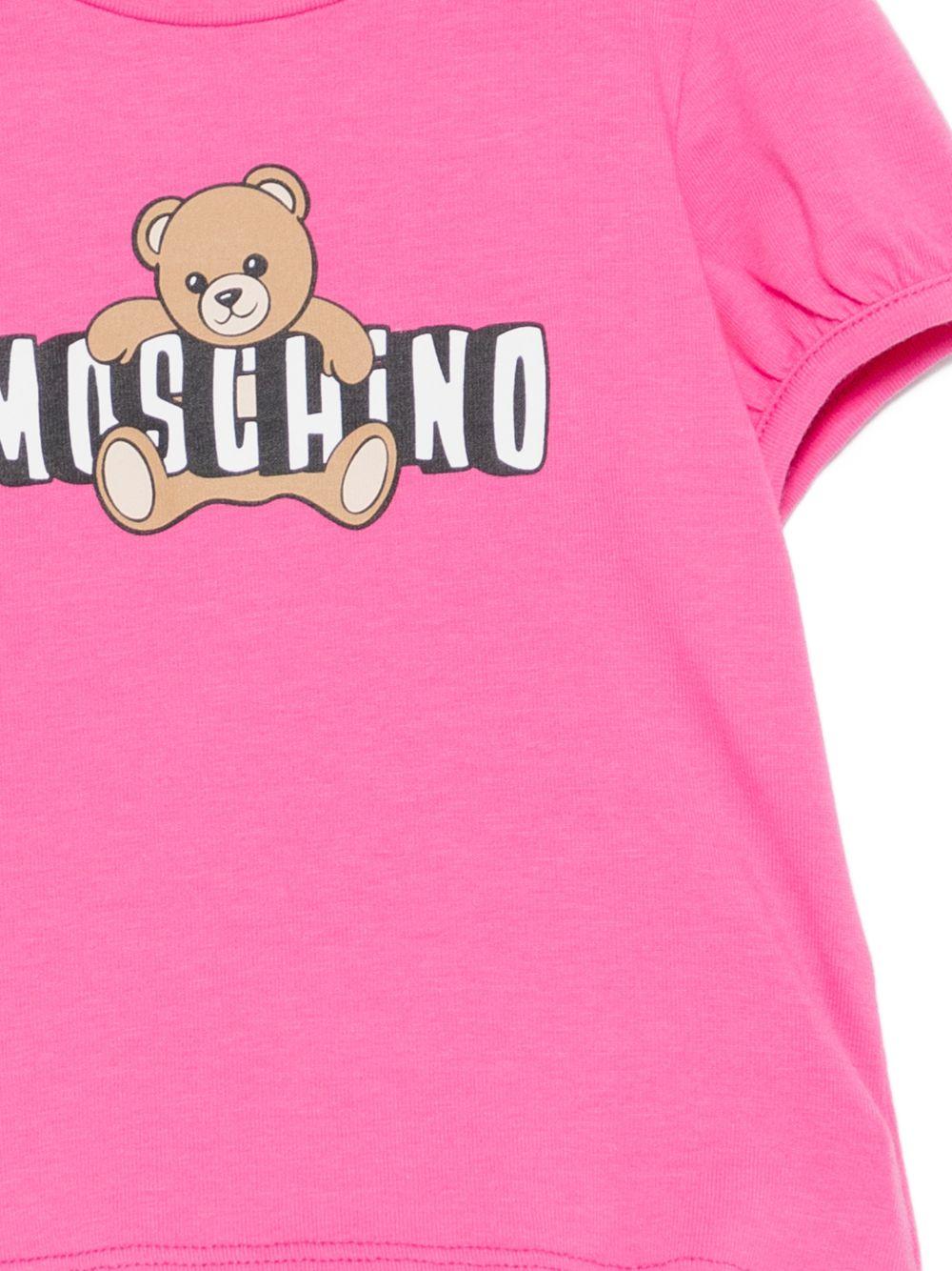 T-shirt per neonata Moschino Kids fucsia con maniche a palloncino MDM03PLBA00 50533 MOSCHINO KIDS