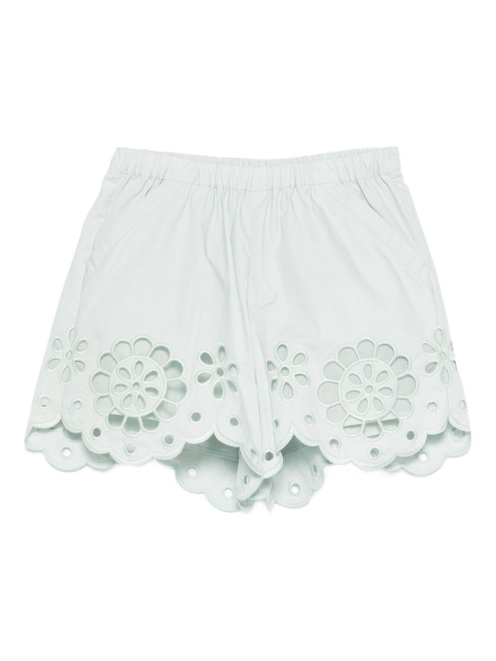 Shorts per bambina Zimmermann Kids verde con applicazioni floreali 5877AR S261 ZIMMERMANN KIDS