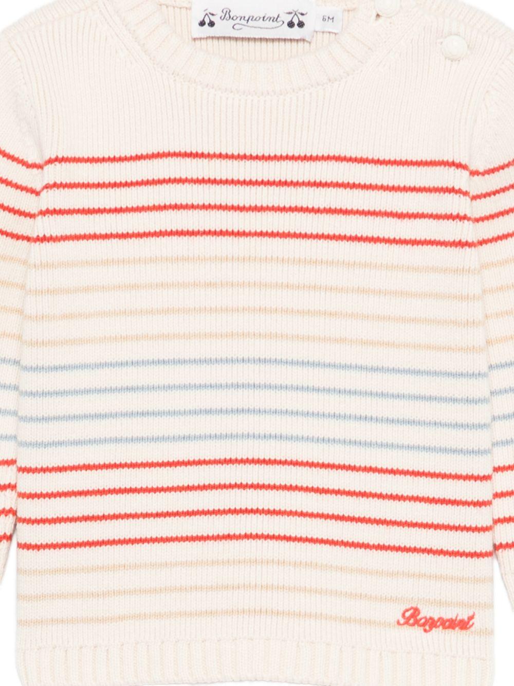 Maglione per neonato Bonpoint bianco con design a righe S06YJUK00003 203 BONPOINT