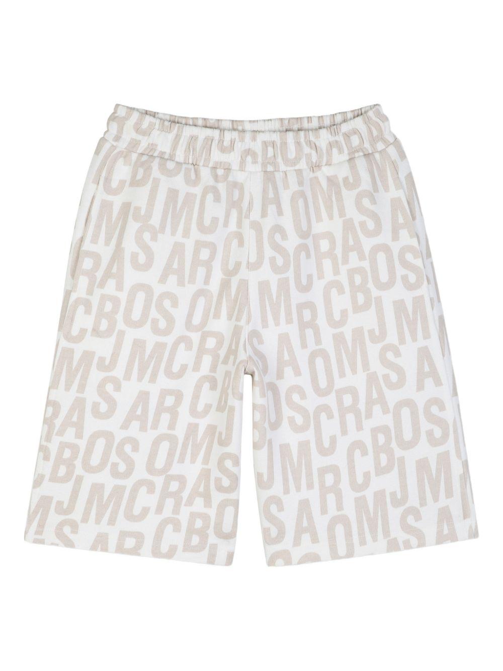 Shorts per bambino The Marc Jacobs Kids con stampa beige chiaro logo all-over W60783 126 THE MARC JACOBS KIDS