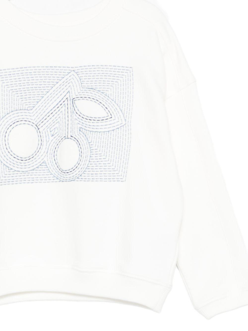 Felpa per bambini Bonpoint bianca con logo ricamato sul davanti S06GSWK00007 102 BONPOINT