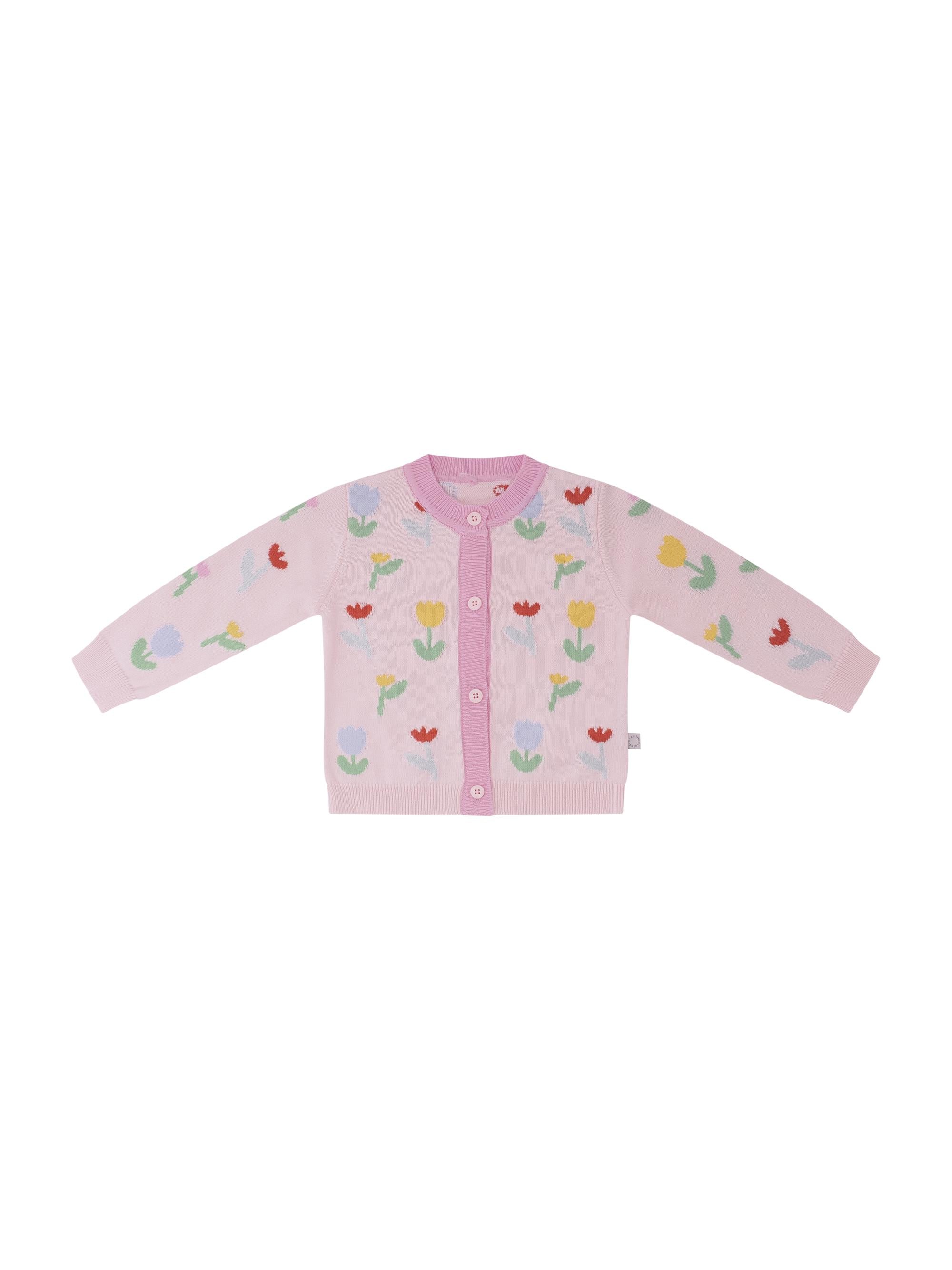 Cardigan per neonata Stella McCartney Kids rosa con ricamo fiori TY9130 Z2423 51Z STELLA McCARTNEY KIDS