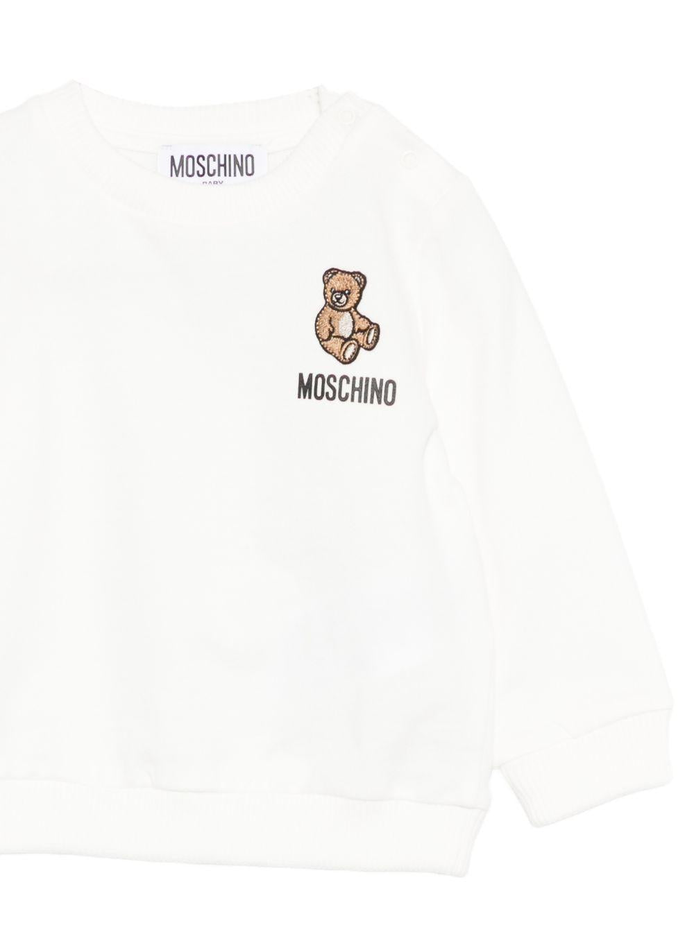 Felpa per neonati Moschino Kids bianca con ricamo Teddy Bear MUF06BLCA19 10063 MOSCHINO KIDS