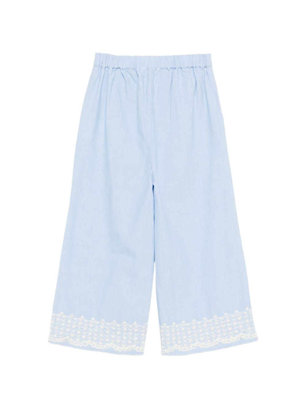 Pantaloni Florelia per bambina Louise Misha azzurri con dettagli ricamati GRI-S26-P0060 BLUE LOUISE MISHA