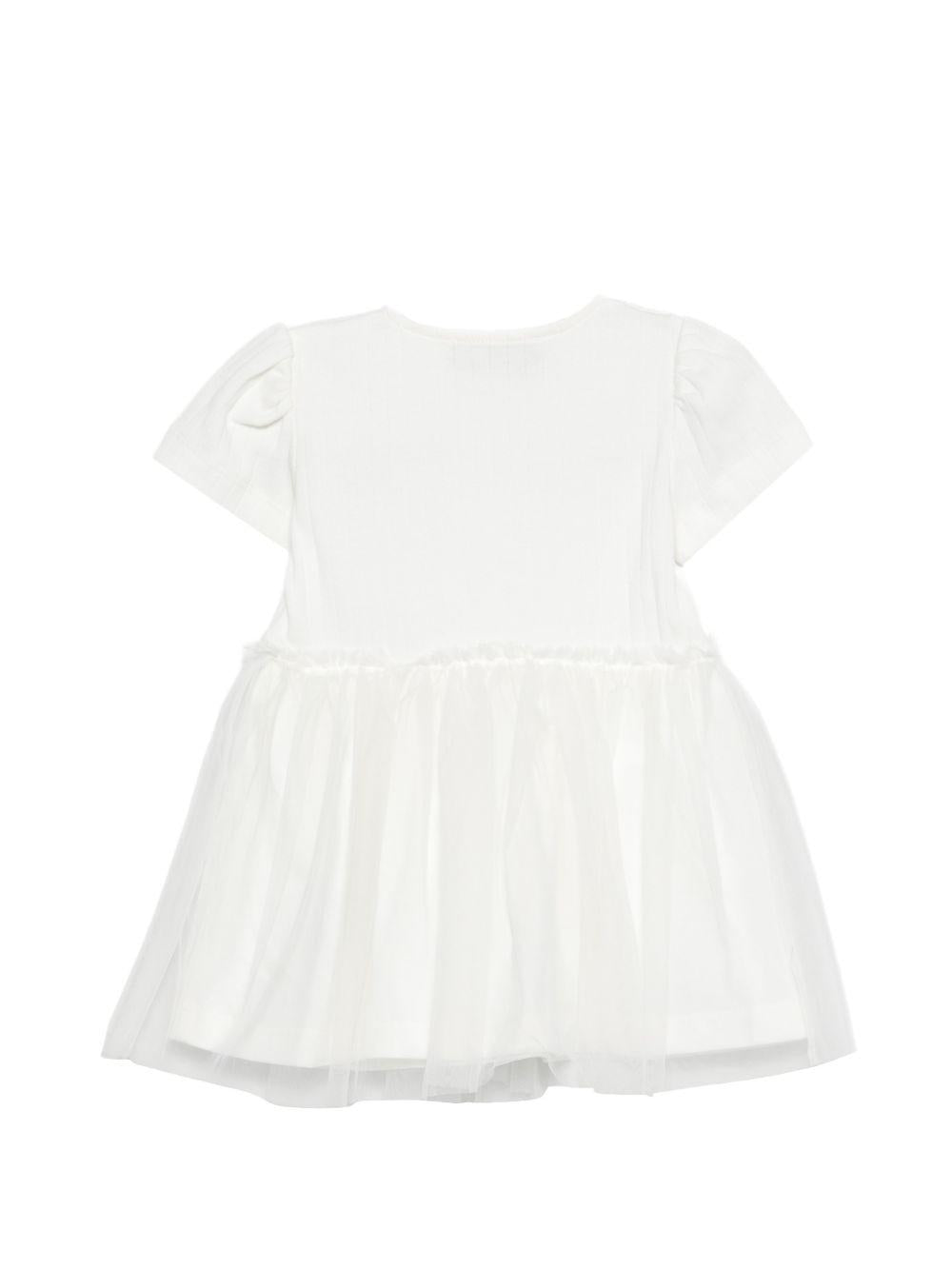 Abito per neonata Moschino Kids bianco con ricamo Teddy Bear MDV0DBLAA55 10063 MOSCHINO KIDS
