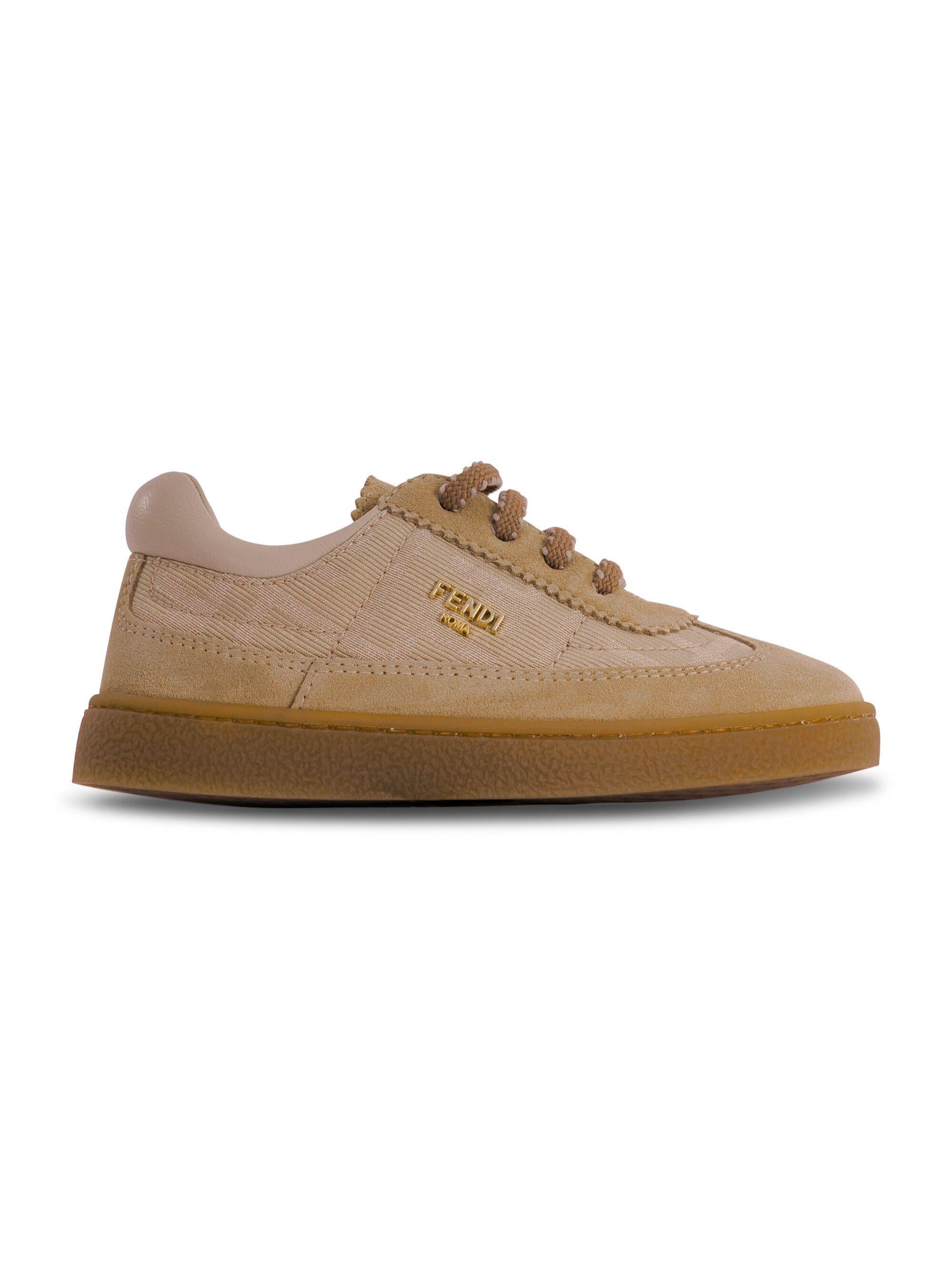Sneakers per bambini Fendi Kids beige con placca logo dorata JMR565 AWK6 F1V9S FENDI KIDS