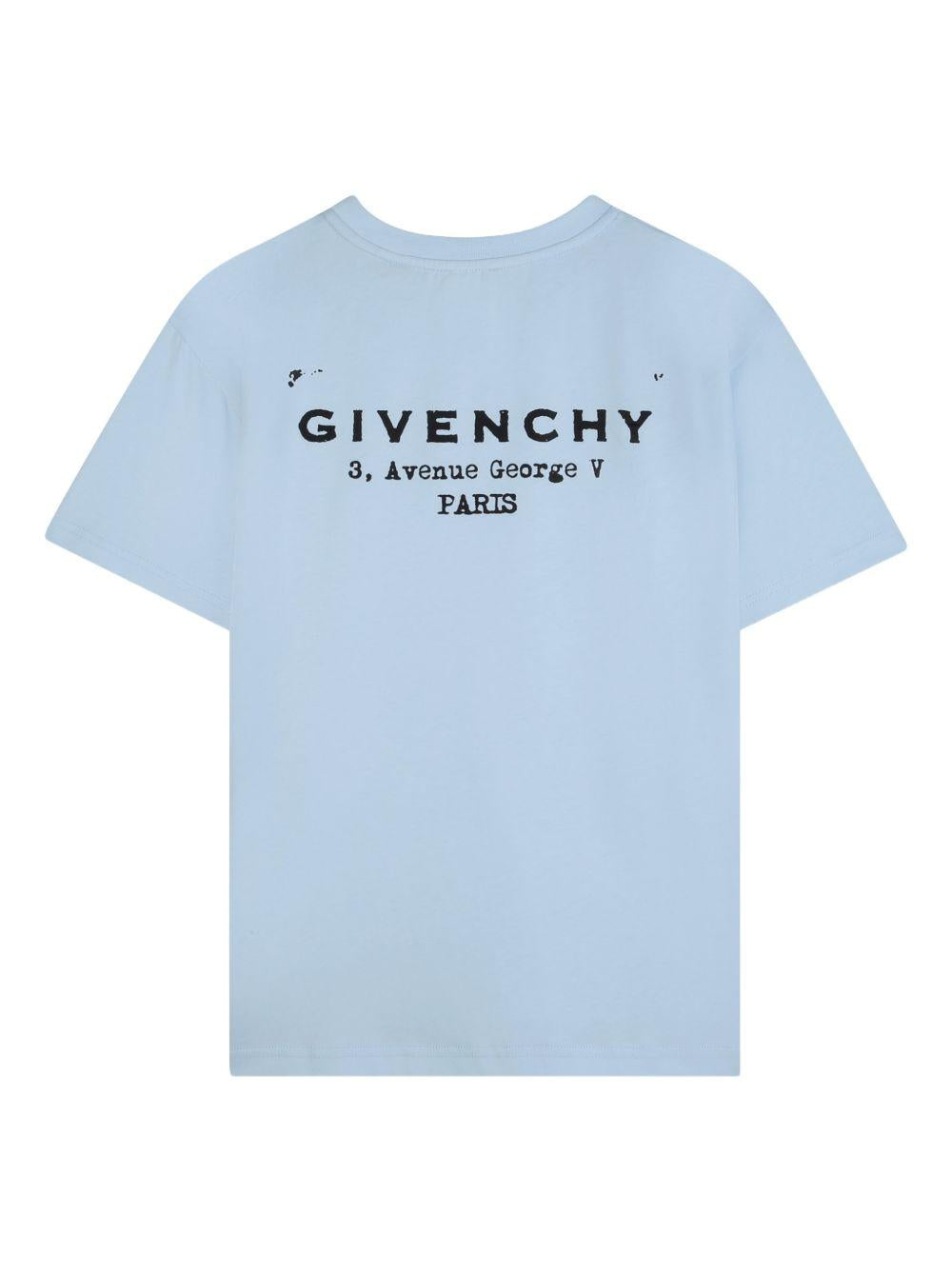 T-shirt per bambino Givenchy Kids azzurra con logo sul davanti H31075 77L GIVENCHY KIDS