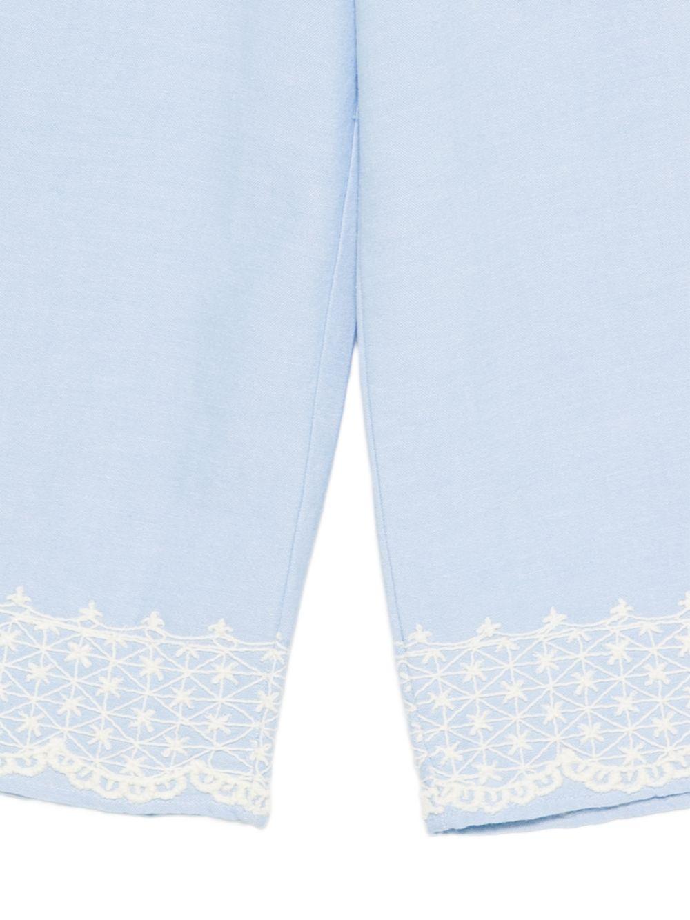 Pantaloni Florelia per bambina Louise Misha azzurri con dettagli ricamati GRI-S26-P0060 BLUE LOUISE MISHA
