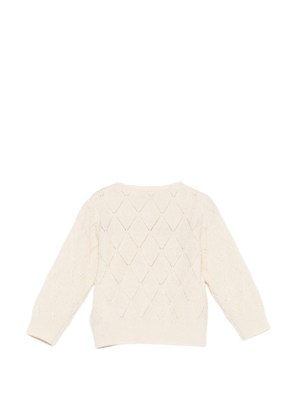 Cardigan per neonata Bonpoint beige con ricamo ciliegie S06XCAK00006 103 BONPOINT