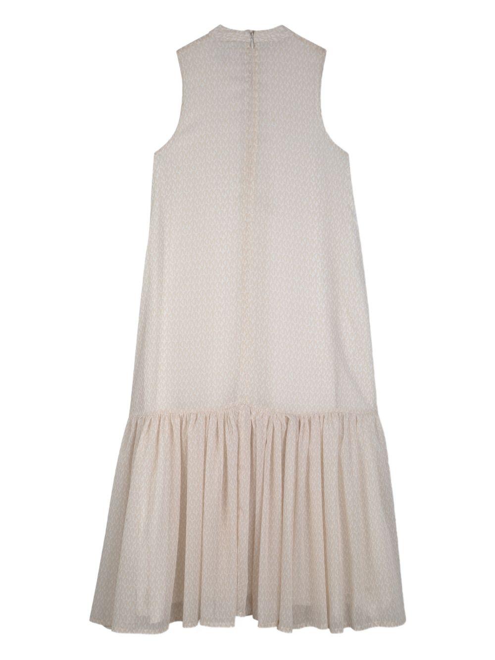 Abito per bambina Michael Kors Kids beige con monogramma e ruches R30592 190 MICHAEL KORS KIDS