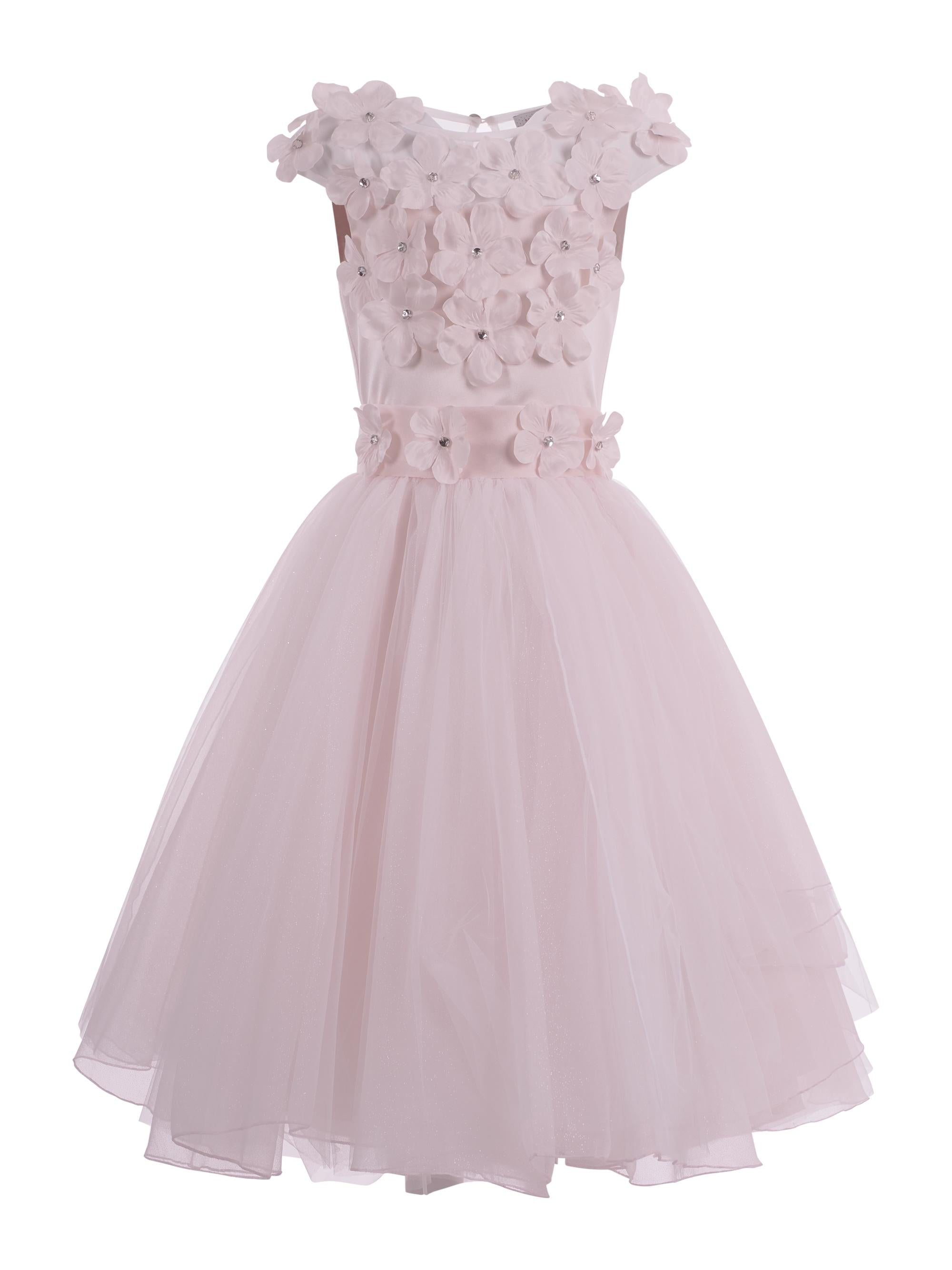 Abito per bambina Monnalisa rosa con applicazione a fiori 77G900 7121 0092 MONNALISA