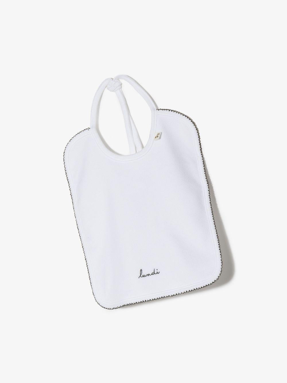 Set di sette bavaglini per neonati Bonpoint bianchi con ricamo giorni della settimana PESBAVOIRS 000 BONPOINT