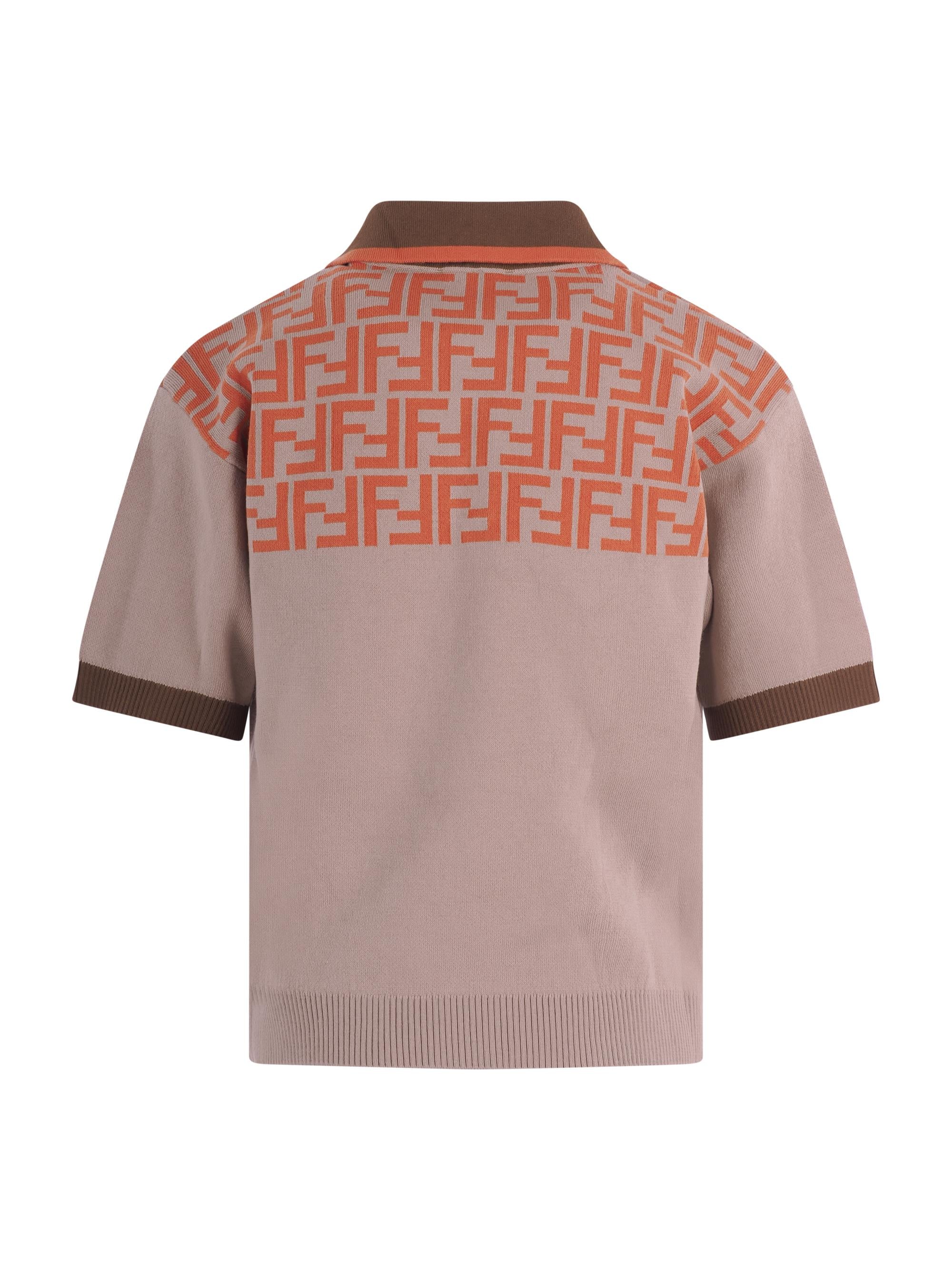 T-shirt per bambino Fendi Kids beige con monogramma FF a contrasto JMG141 AVVT F1UVK FENDI KIDS