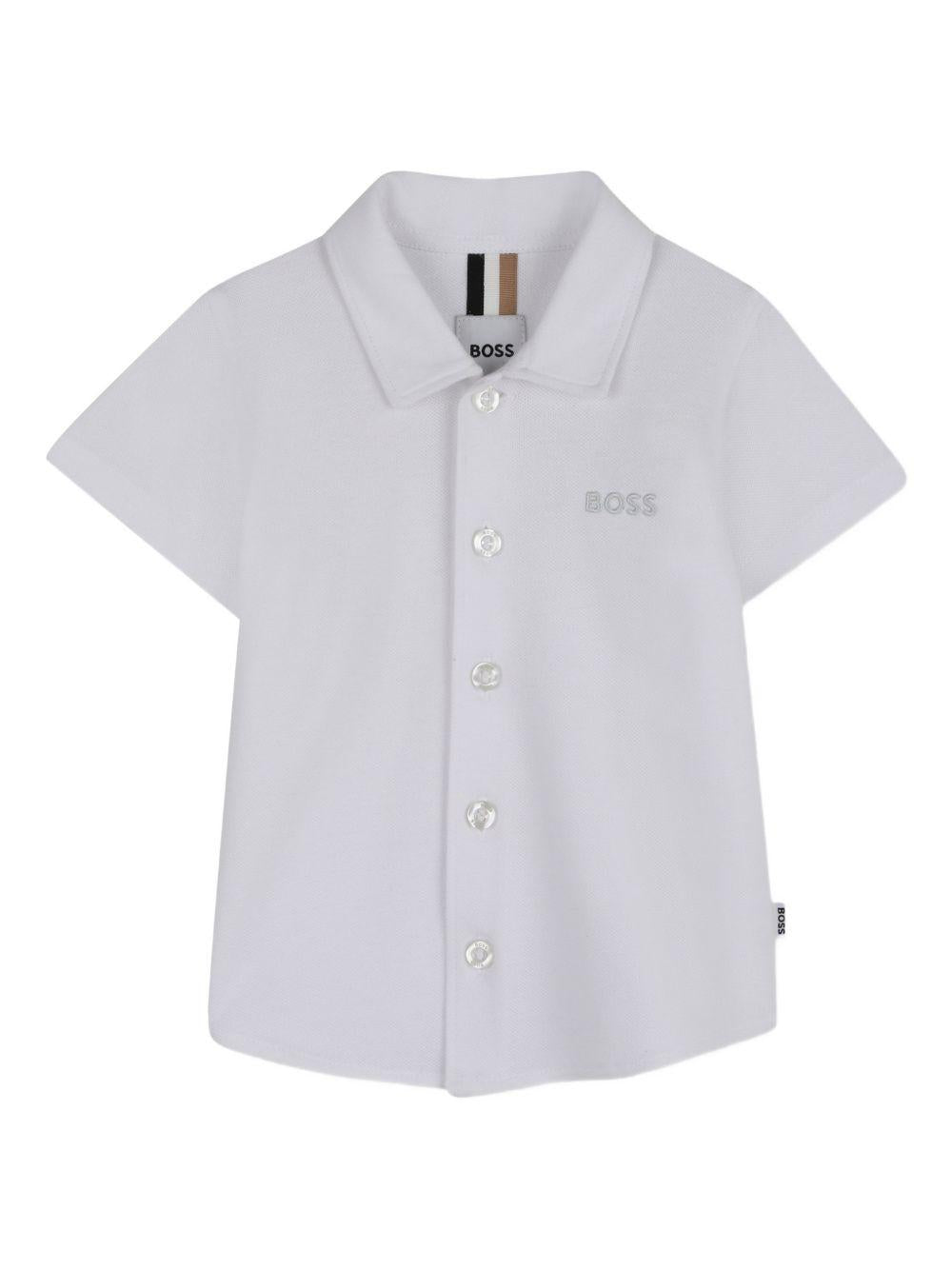 Camicia per neonato BOSS Kidswear bianca a maniche corte J52845 10P BOSS KIDS