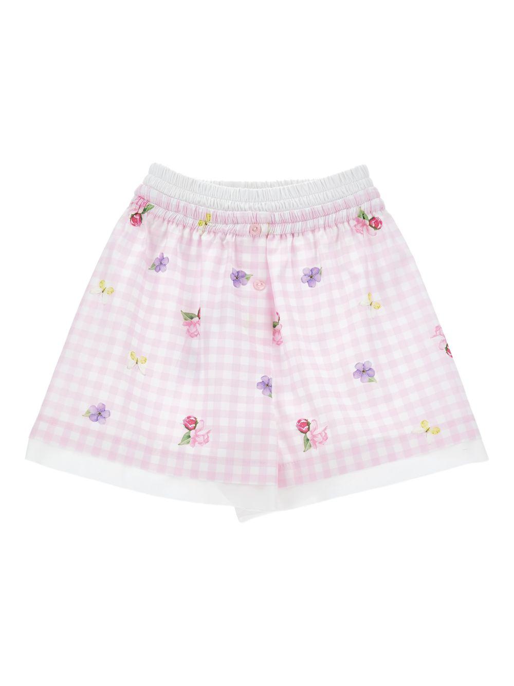 Shorts per bambina Monnalisa rosa e bianco a quadretti 11G409 7620 0090 MONNALISA
