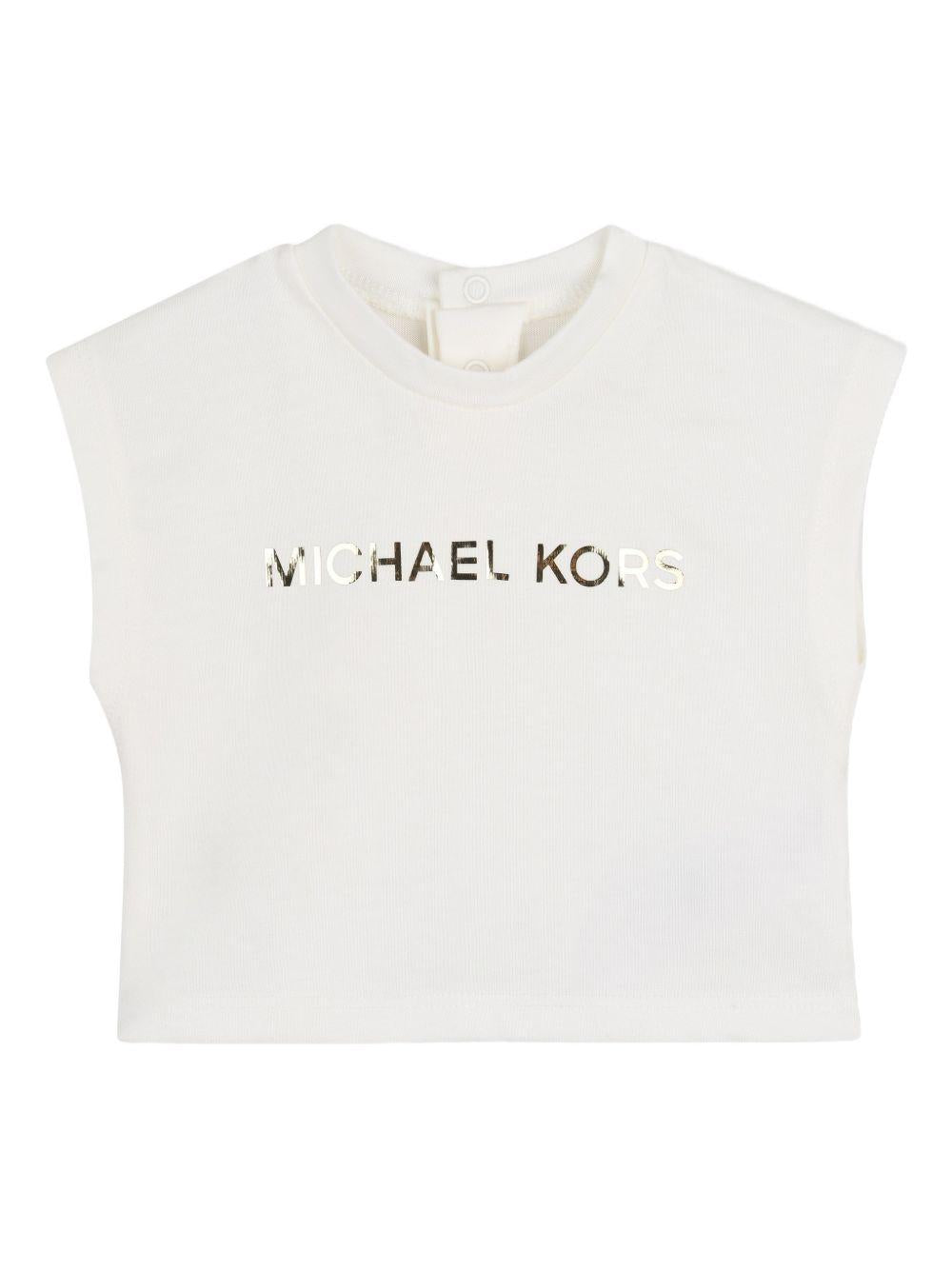 Set t-shirt, giacca e gonna per neonata Michael Kors Kids beige con design svasato R30546 215 MICHAEL KORS KIDS