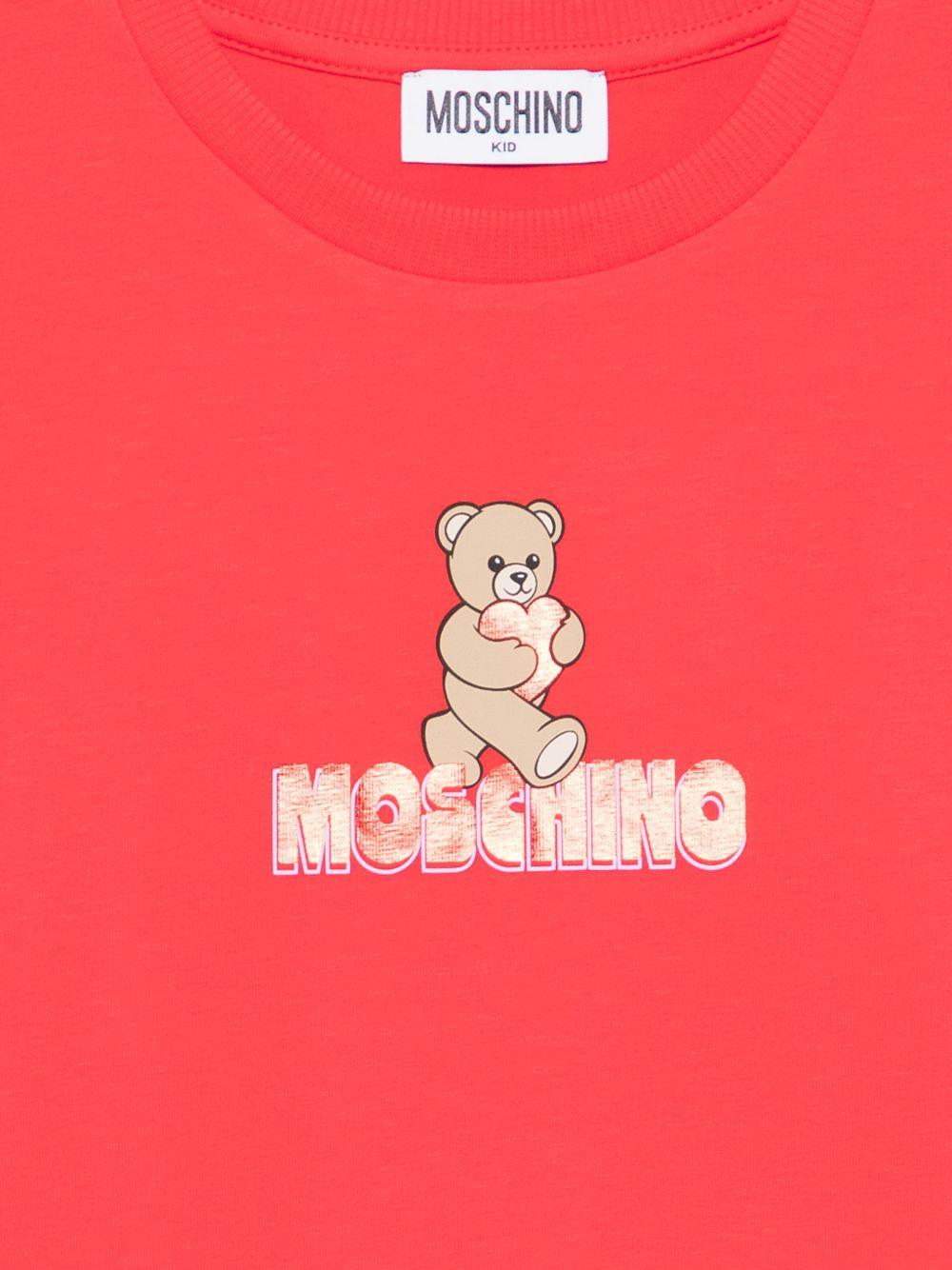 T-shirt per bambina Moschino Kids rosso con stampa Teddy Bear HDM074LBA00 50109 MOSCHINO KIDS