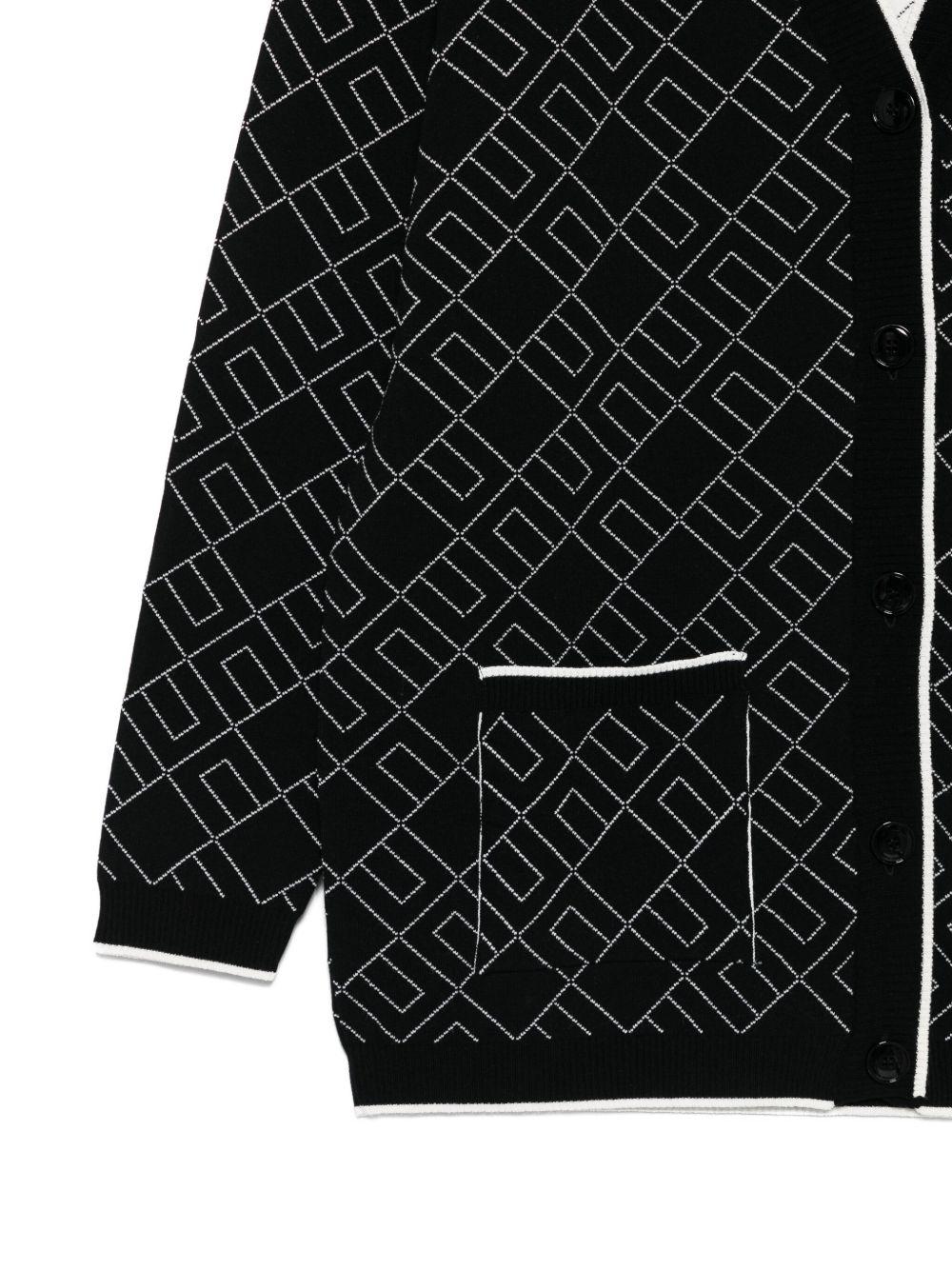 Cardigan per bambina Elisabetta Franchi La Mia Bambina nero con motivo logo all-over EFMA182CFL229 D748 ElISABETTA FRANCHI