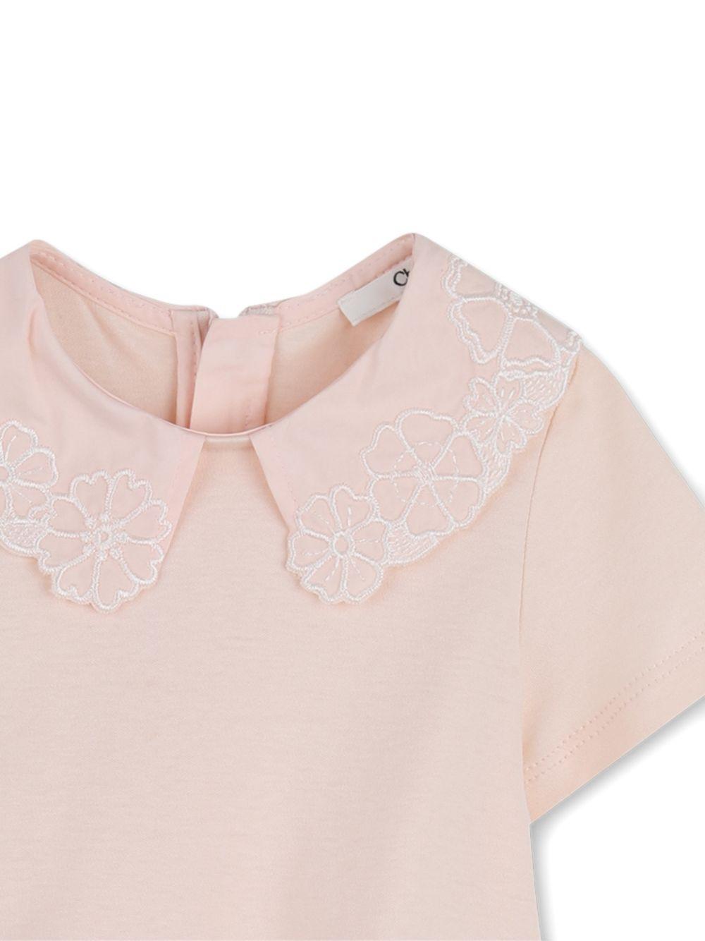 Abito per neonata Chloé Kids rosa con colletto alla Peter Pan C20895 46J CHLOE' KIDS