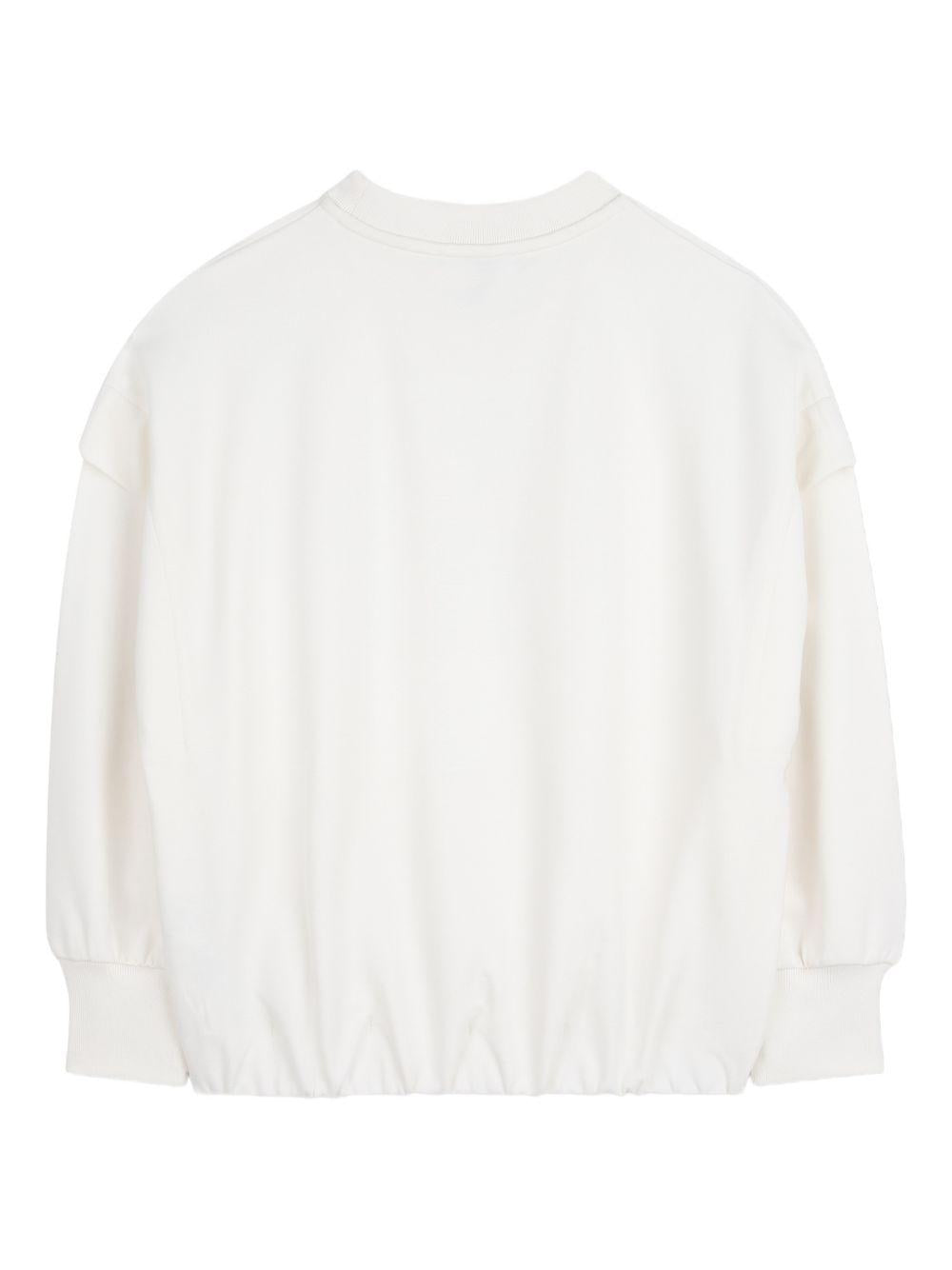 Felpa per bambina Dkny Kids bianca con stampa logo sul davanti D62615 519 DKNY