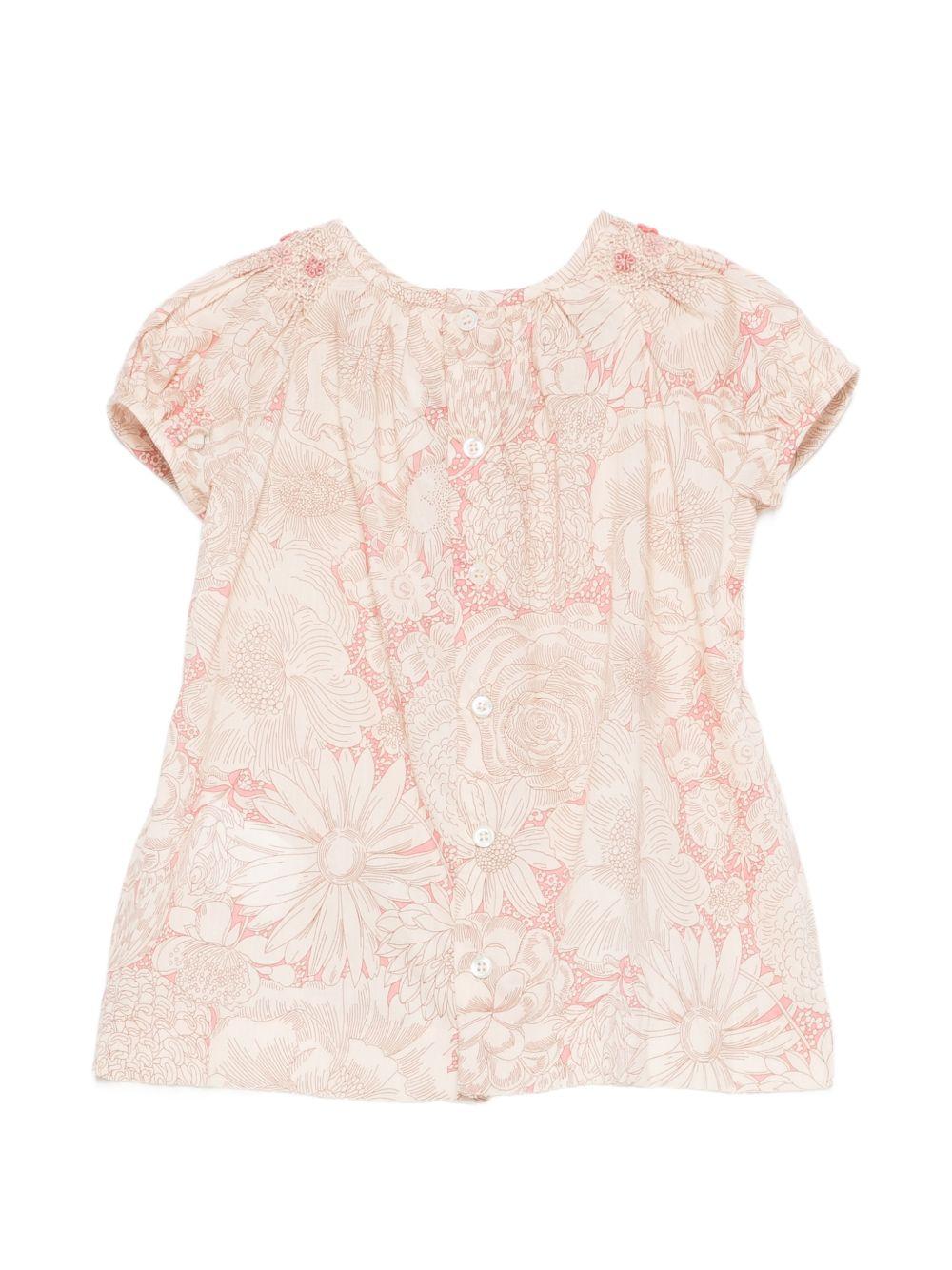 Abito per neonata Bonpoint beige con stampa a fiori all-over S06XDRW00020 522 BONPOINT