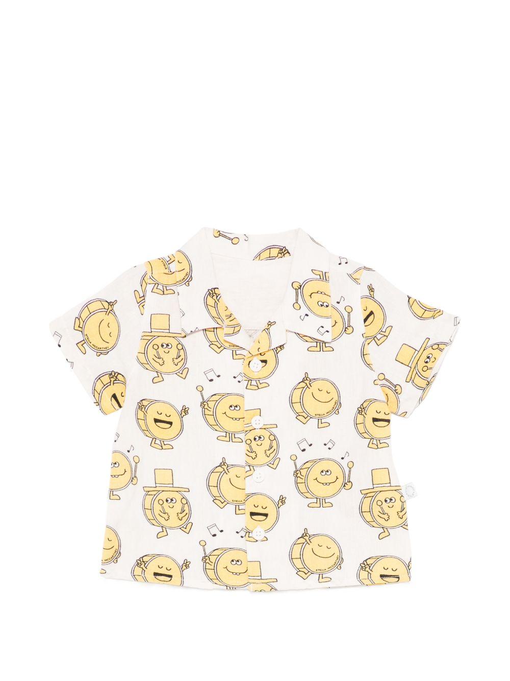 Camicia per neonato Stella McCartney Kids bianca con stampa tamburelli all-over TY5501 Z3606 101MC STELLA McCARTNEY KIDS