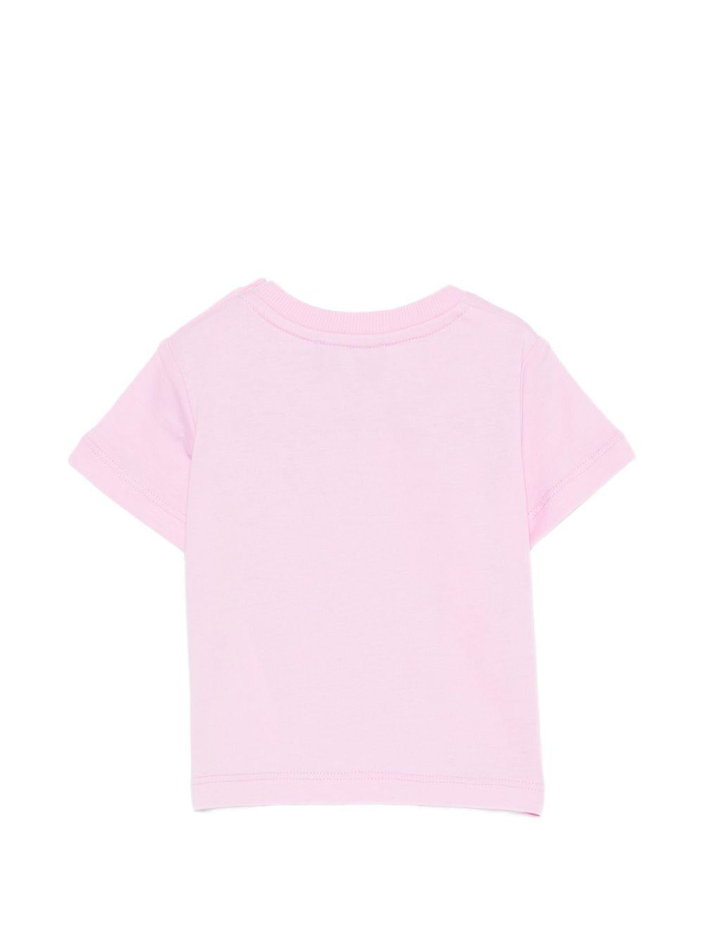 T-shirt per neonata Moschino Kids rosa con dettagli in rilievo MVM047LAA24 51473 MOSCHINO KIDS