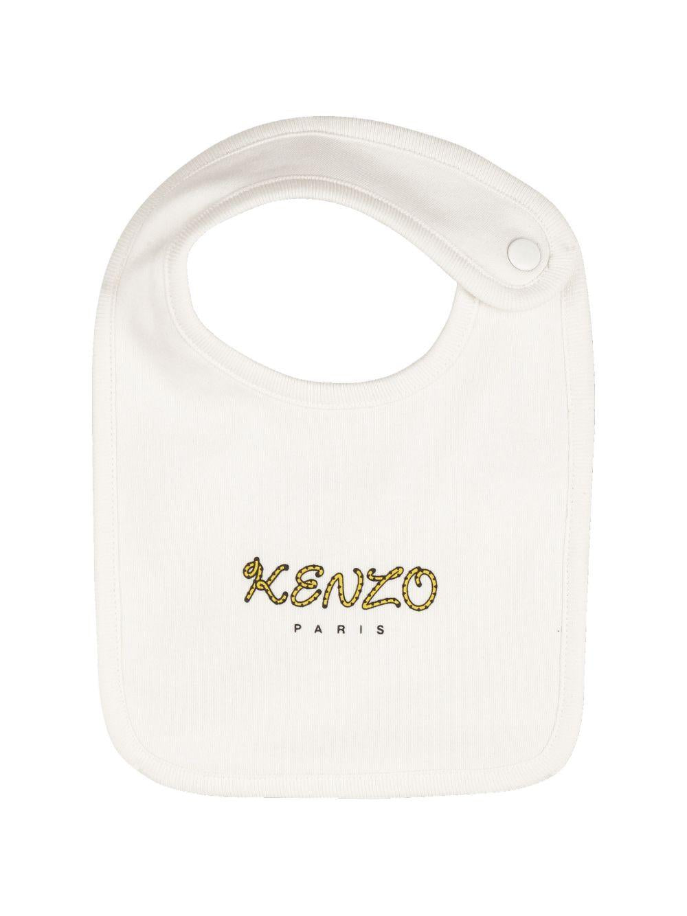Set tutina, bavaglino e cappellino per neonato Kenzo Kids bianca con stampa a fantasia K61857 117 KENZO KIDS
