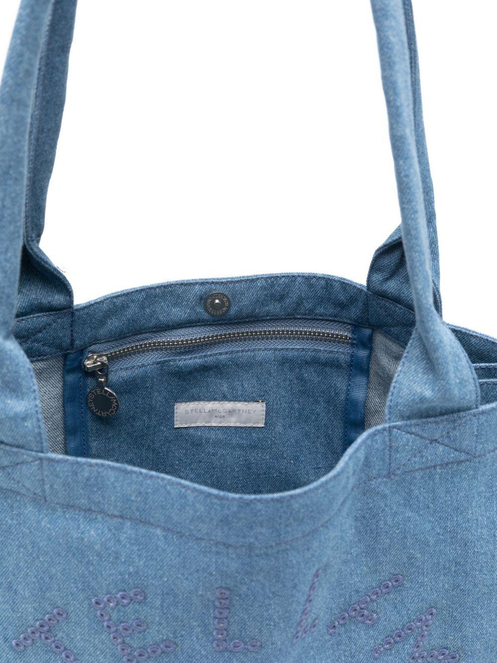 Borsa tote per bambina Stella McCartney Kids denim con logo sul davanti TY0A98 Z3618 600 STELLA McCARTNEY KIDS