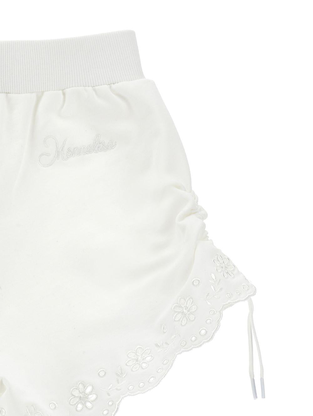 Shorts per bambina Monnalisa bianchi con ricamo a fiori 17G401 7014 0001 MONNALISA