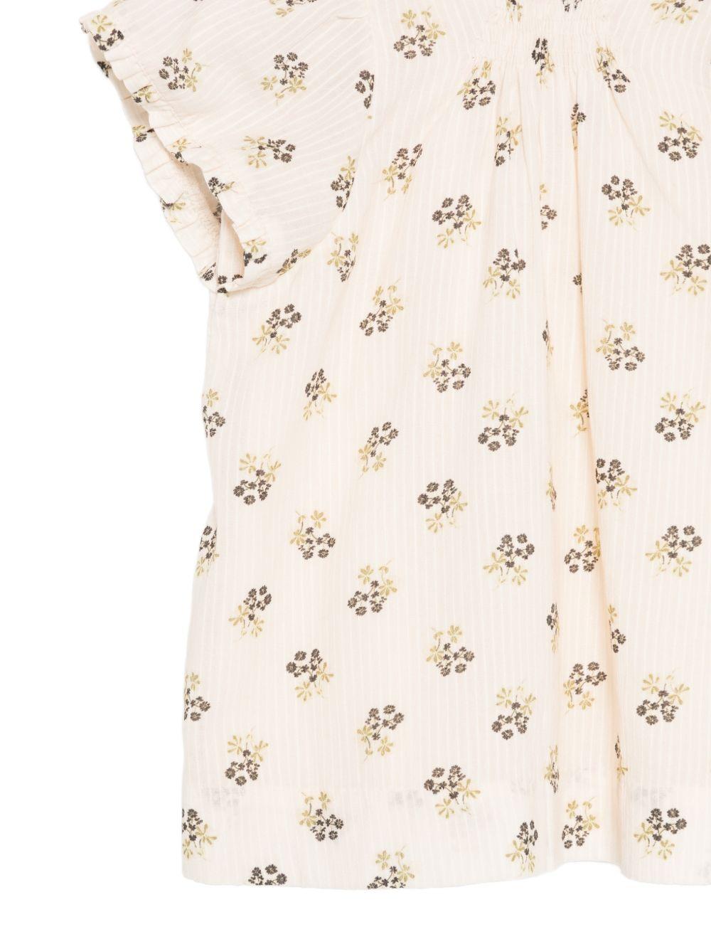 Abito per neonata Bonpoint beige con stampa a fiori all-over S06XDRW00009 503 BONPOINT