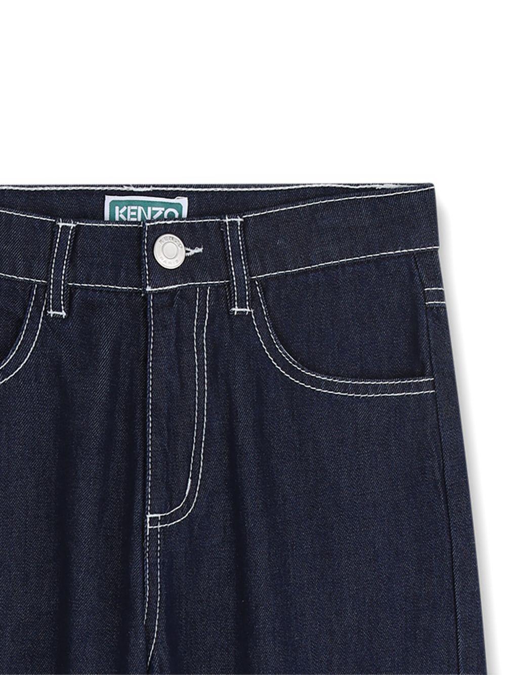 Pantaloni per bambino Kenzo Kids blu con cuciture a contrasto K61634 Z35 KENZO KIDS