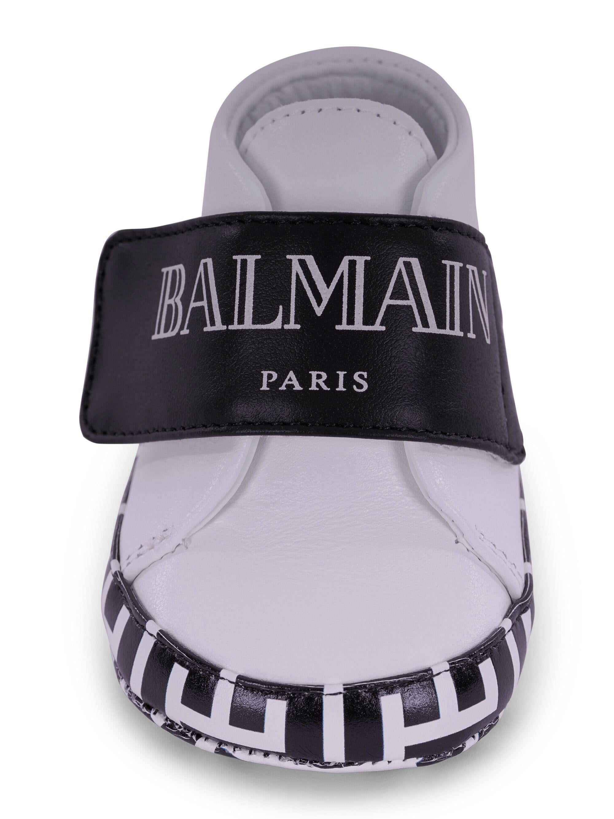 Scarpine primi passi per neonati Balmain Kids bianco e nere con cinturino con logo BY0546 Y0051 100NE BALMAIN KIDS